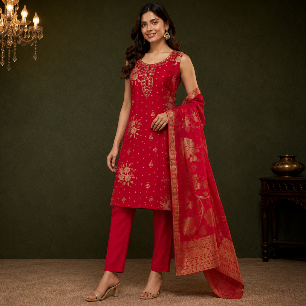 Ruby Royale Festive Suit Set
