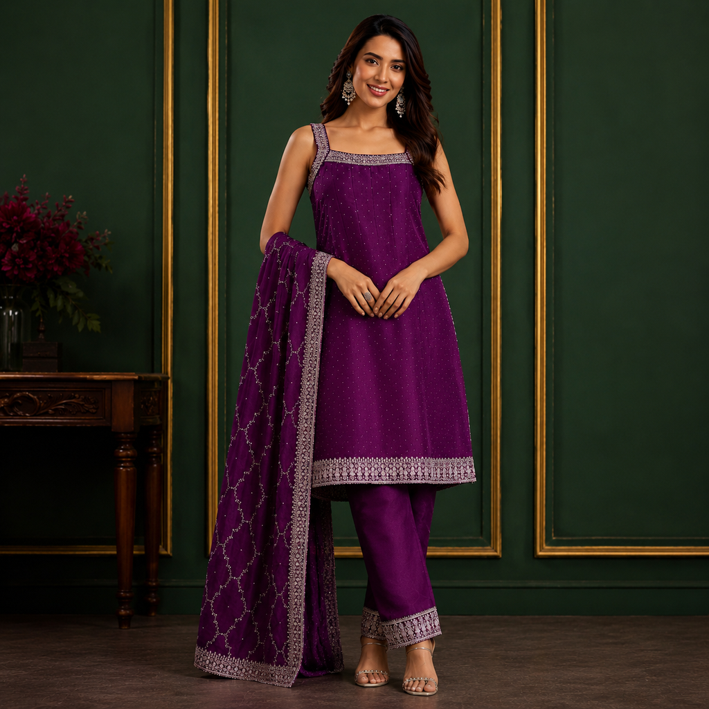Zari Border Suit Set