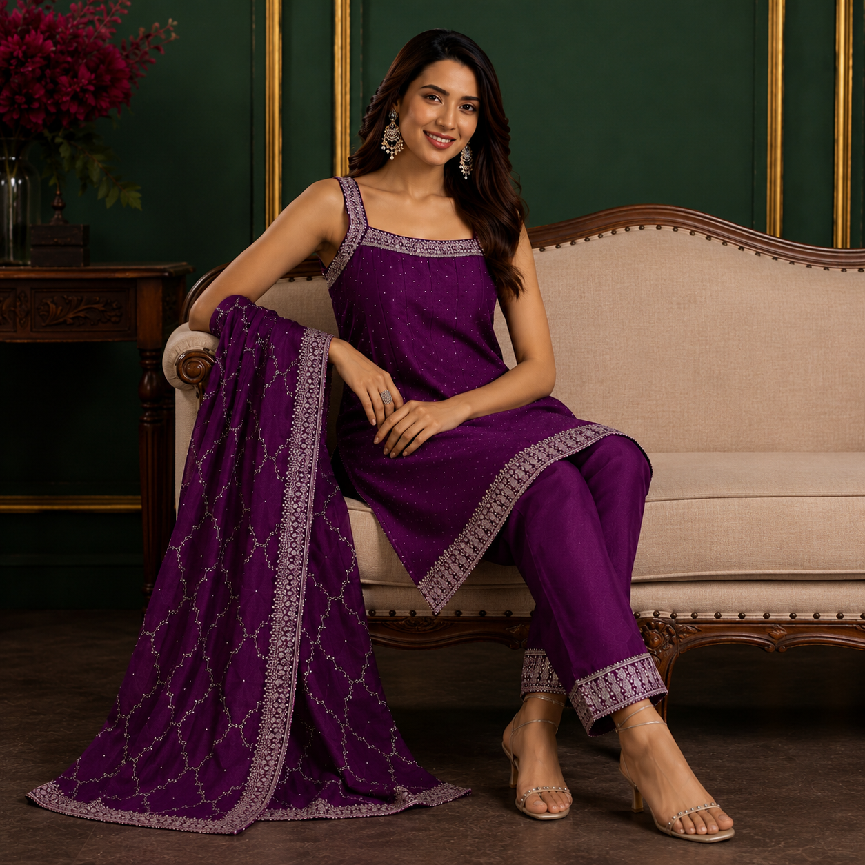 Zari Border Suit Set