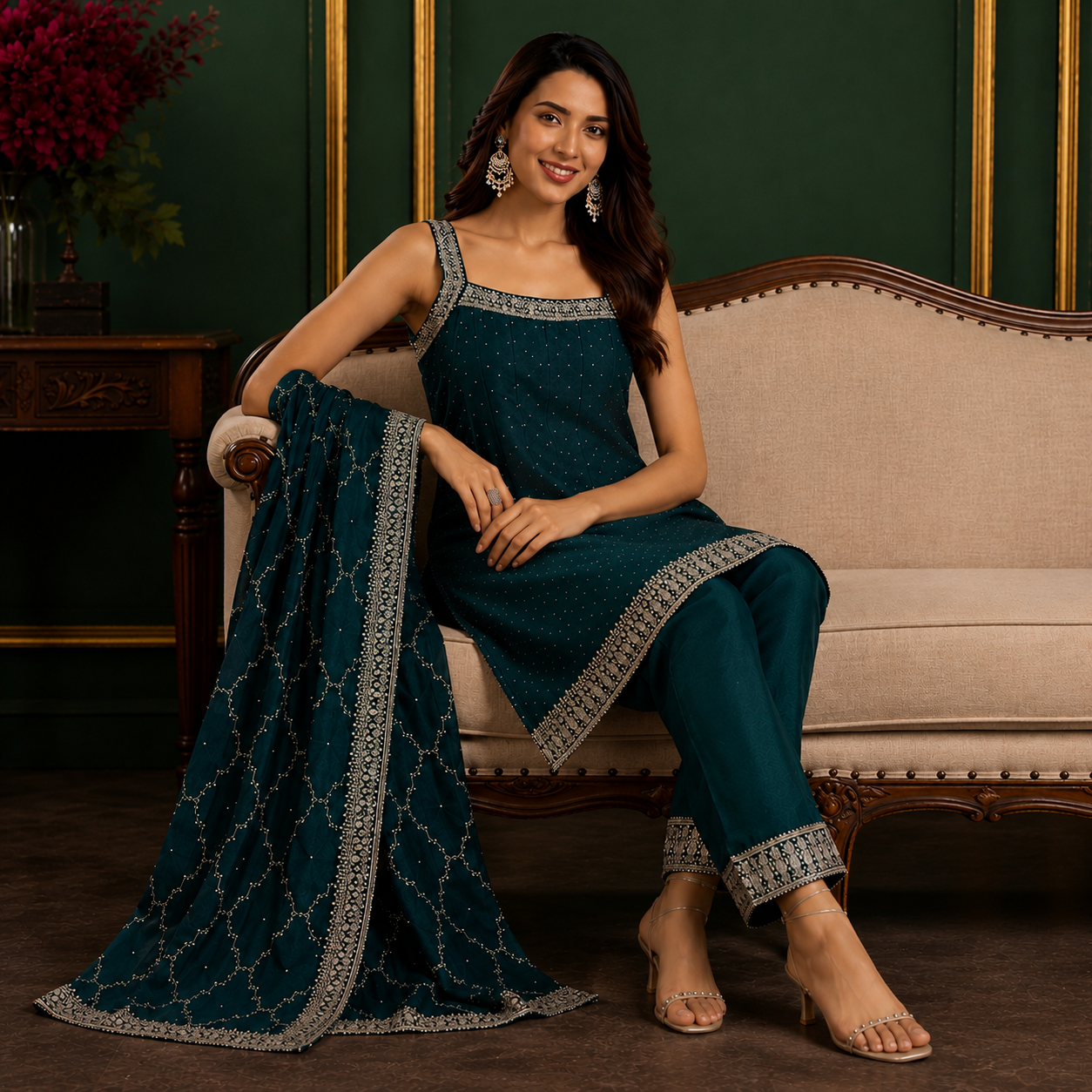 Zari Border Suit Set