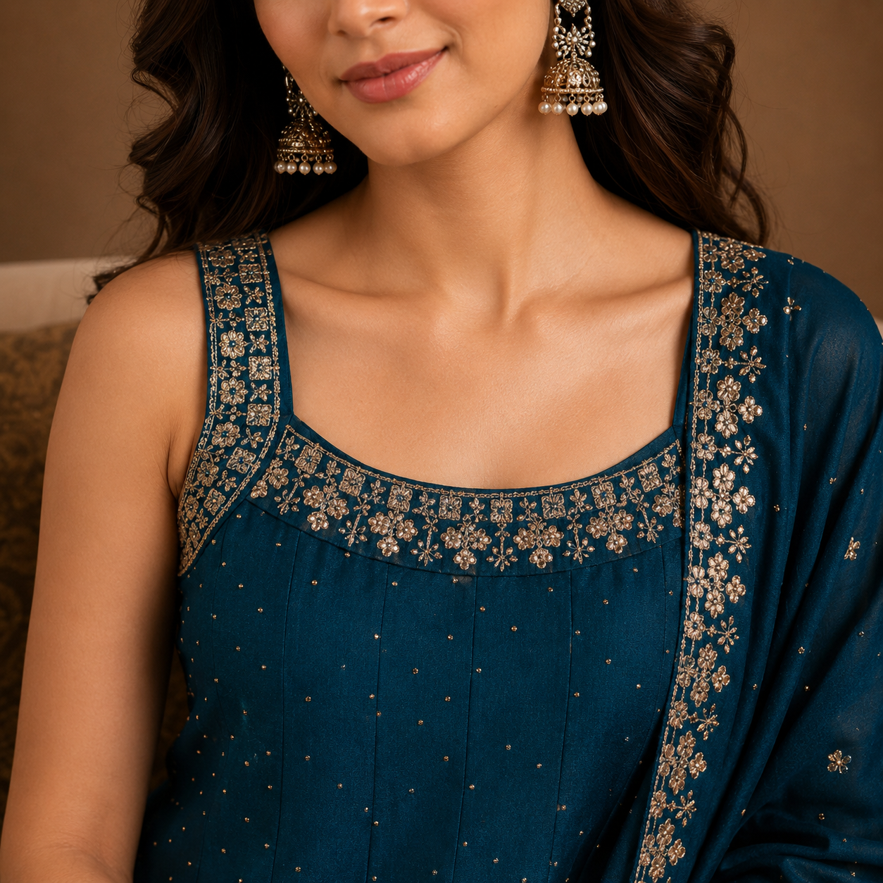 Zari Border Anarkali Set