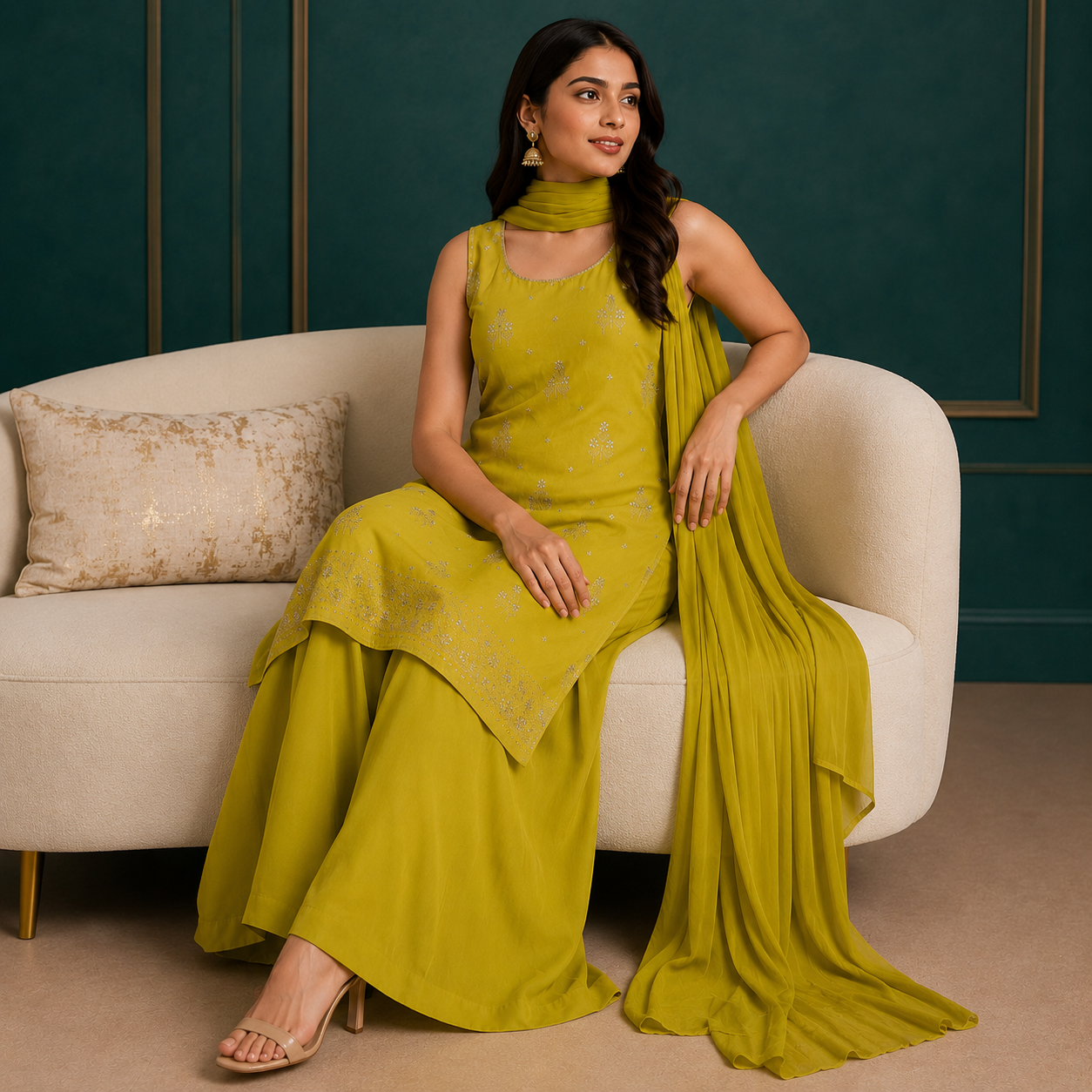 Golden Print Palazzo Set