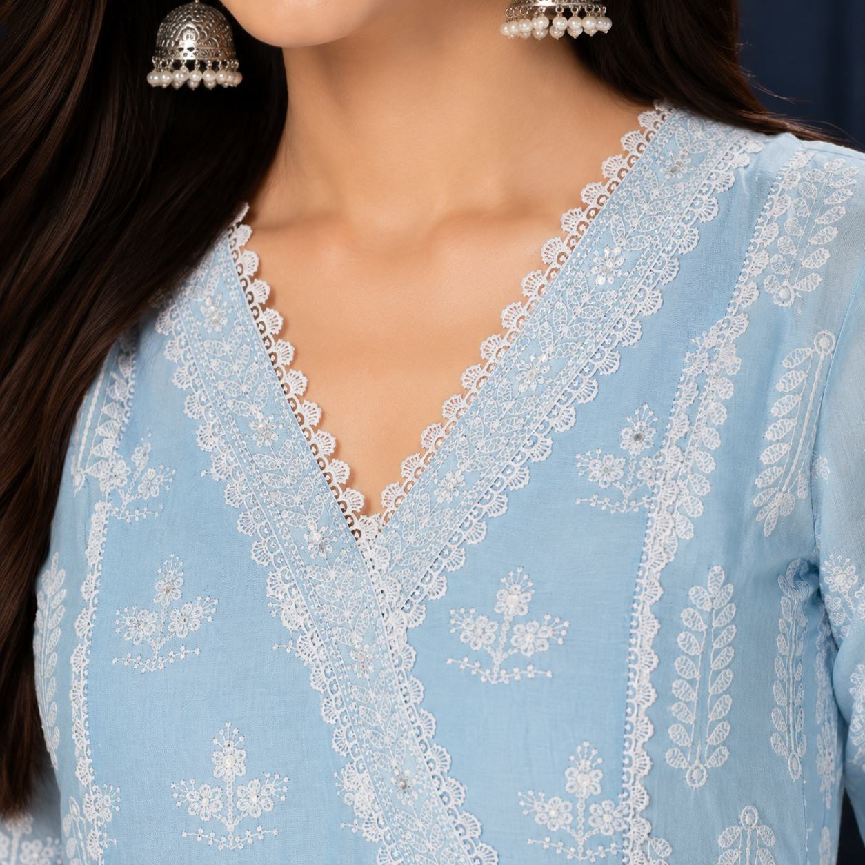 Schiffli Anarkali Set