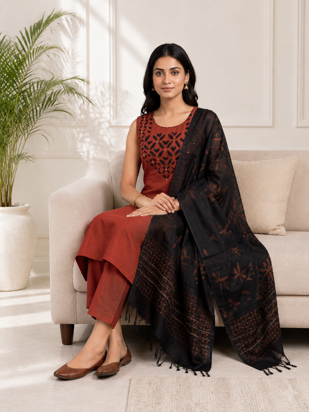 Midnight Rust Elegance – 3 Pc Suit Set