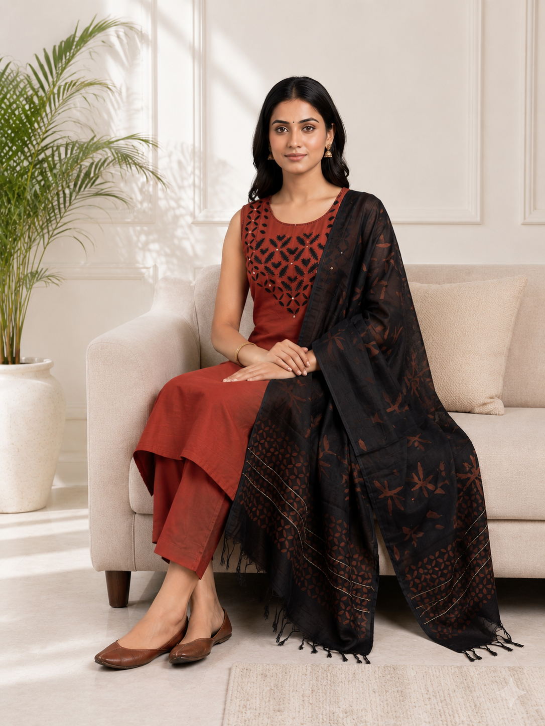 Midnight Rust Elegance – 3 Pc Suit Set