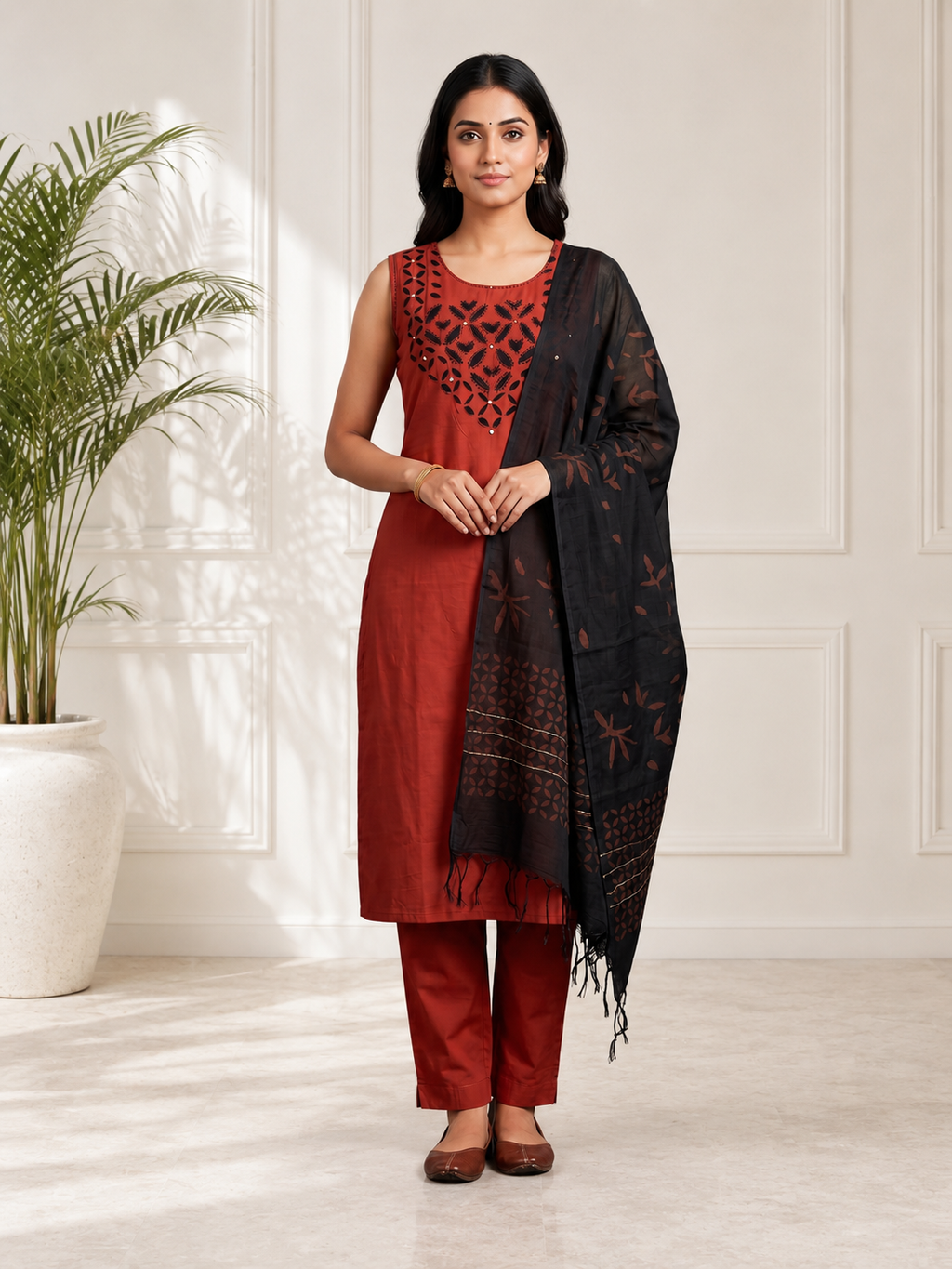 Midnight Rust Elegance – 3 Pc Suit Set
