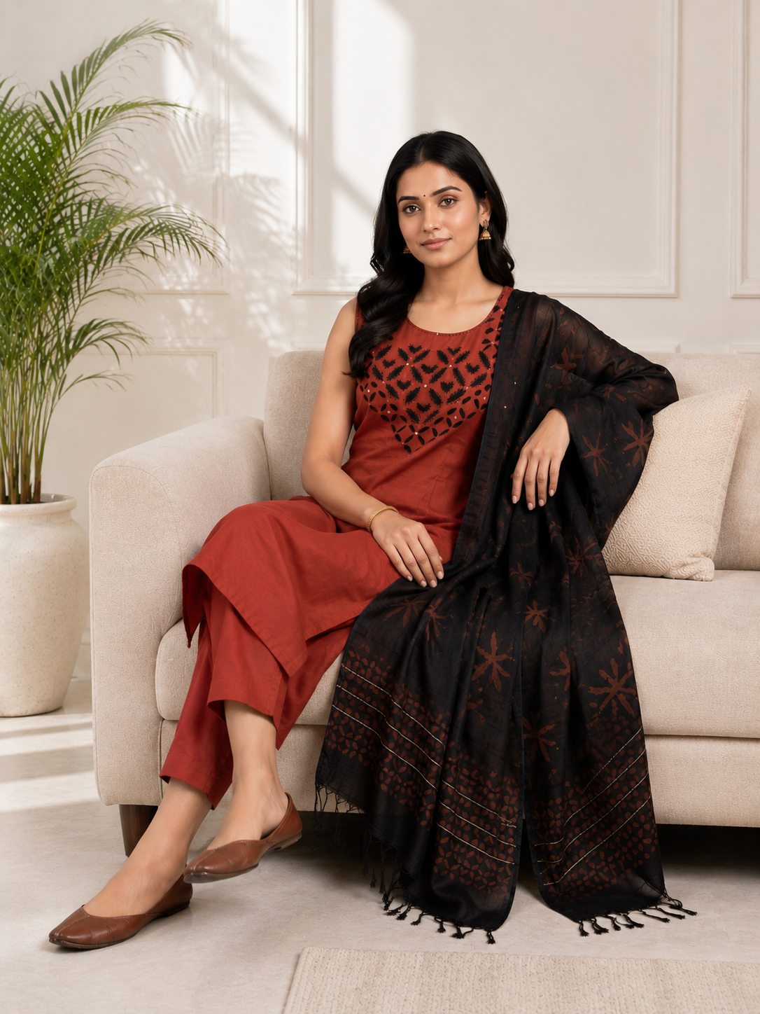 Midnight Rust Elegance – 3 Pc Suit Set