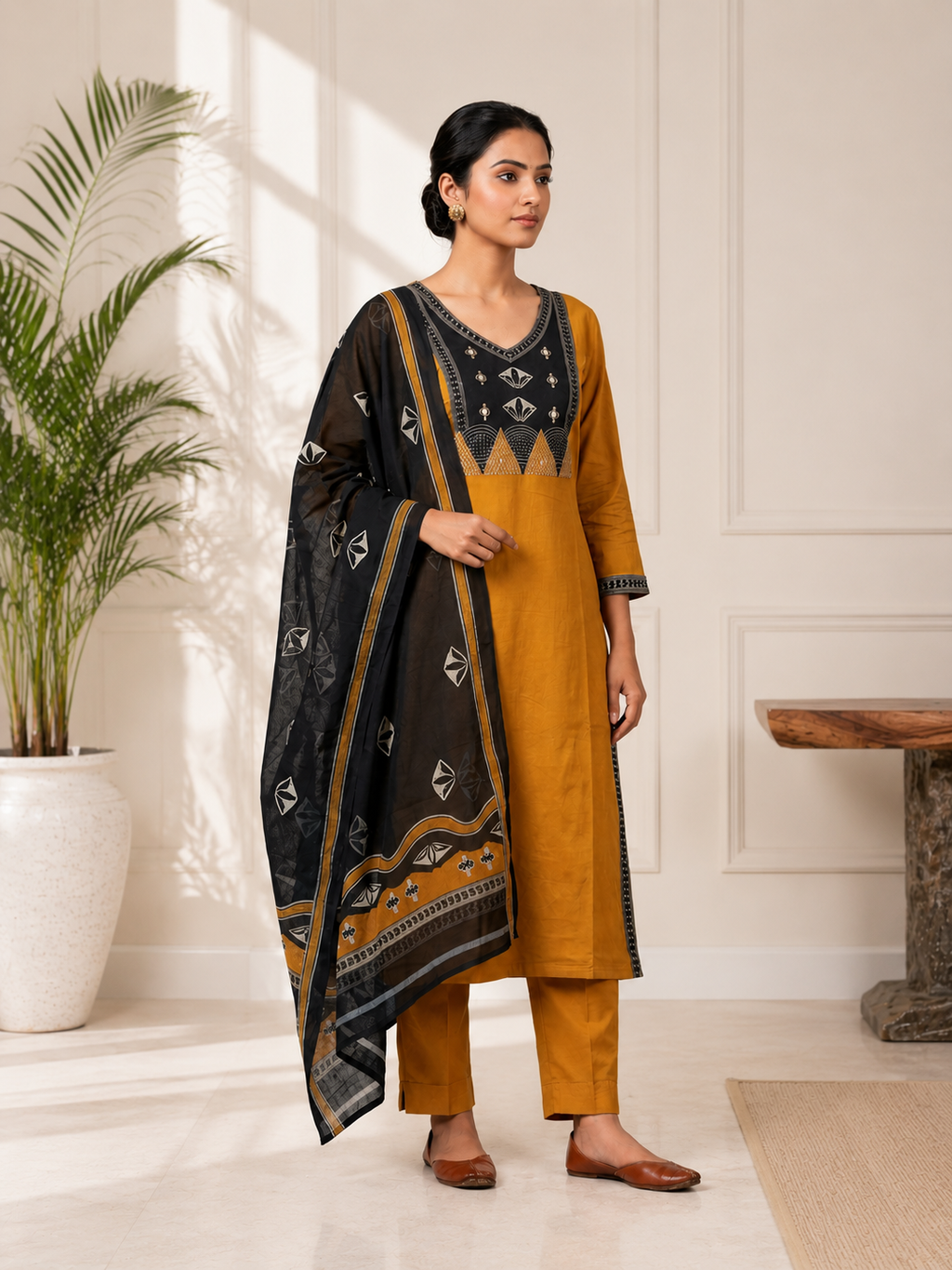 Mustard Noir 3 Pc Suit Set