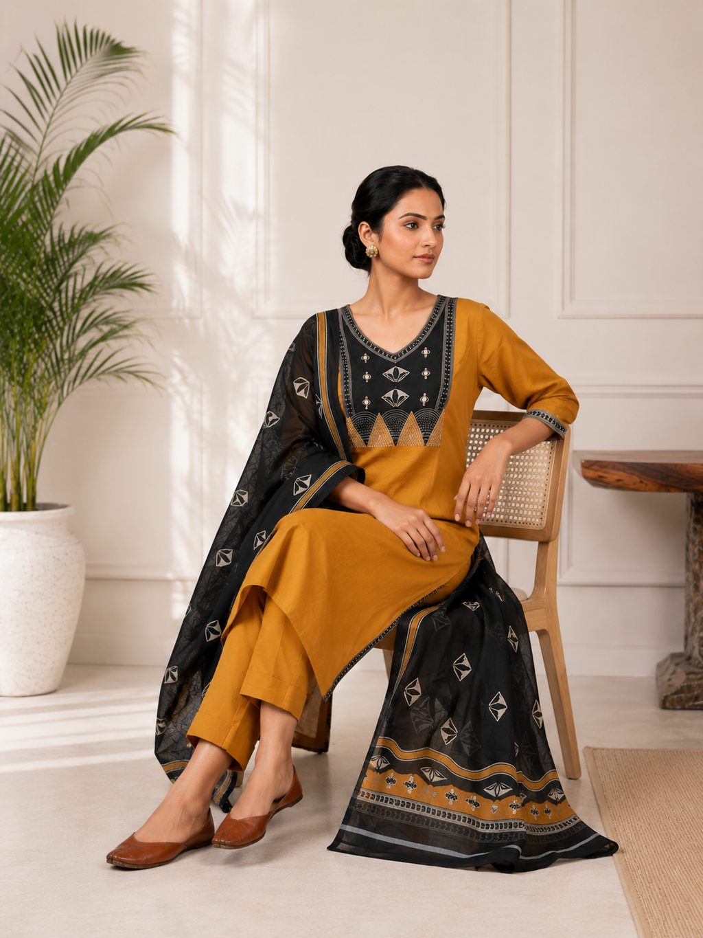 Mustard Noir 3 Pc Suit Set