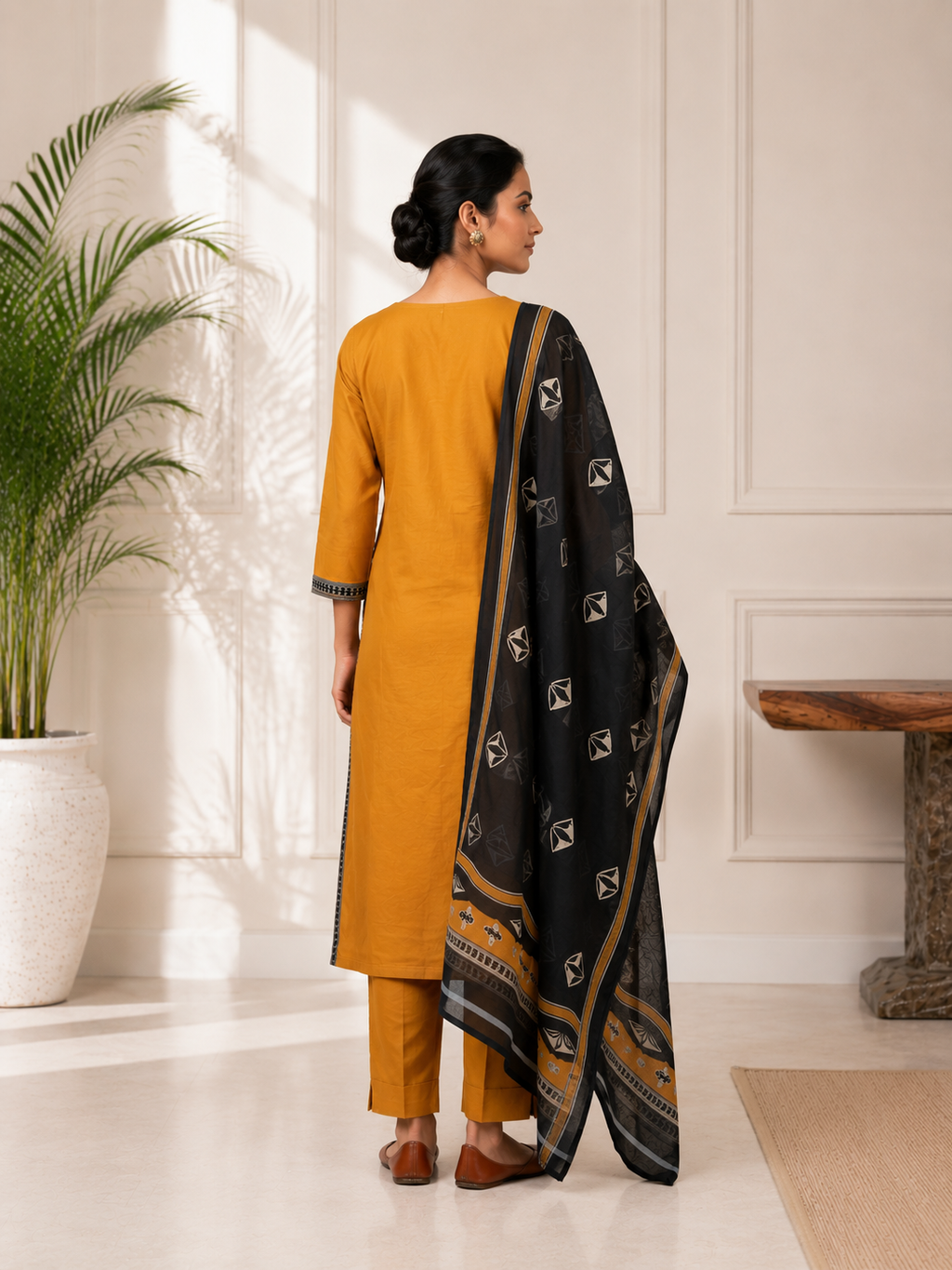 Mustard Noir 3 Pc Suit Set