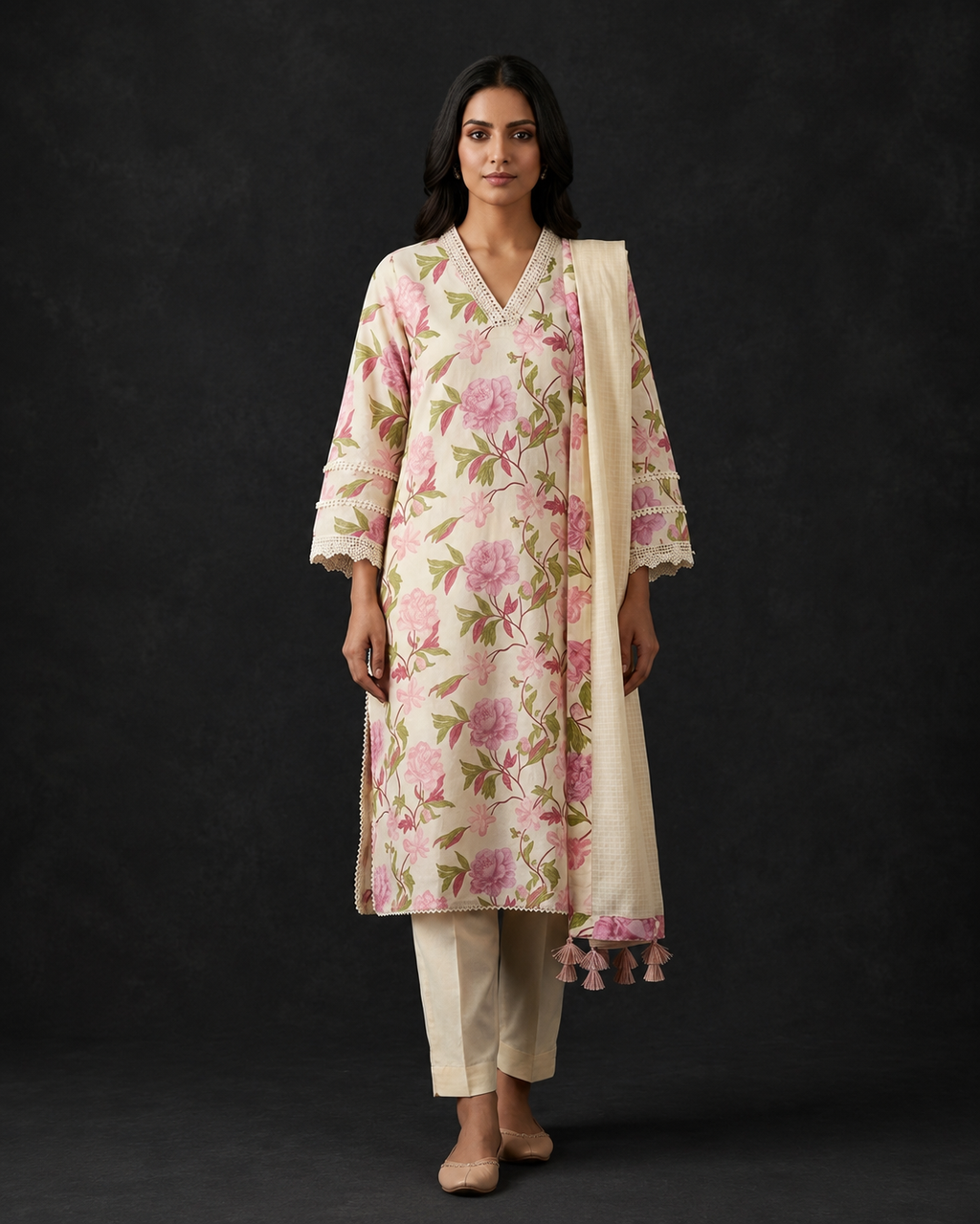 Blush Garden Grace  3 Pc Floral Suit Set