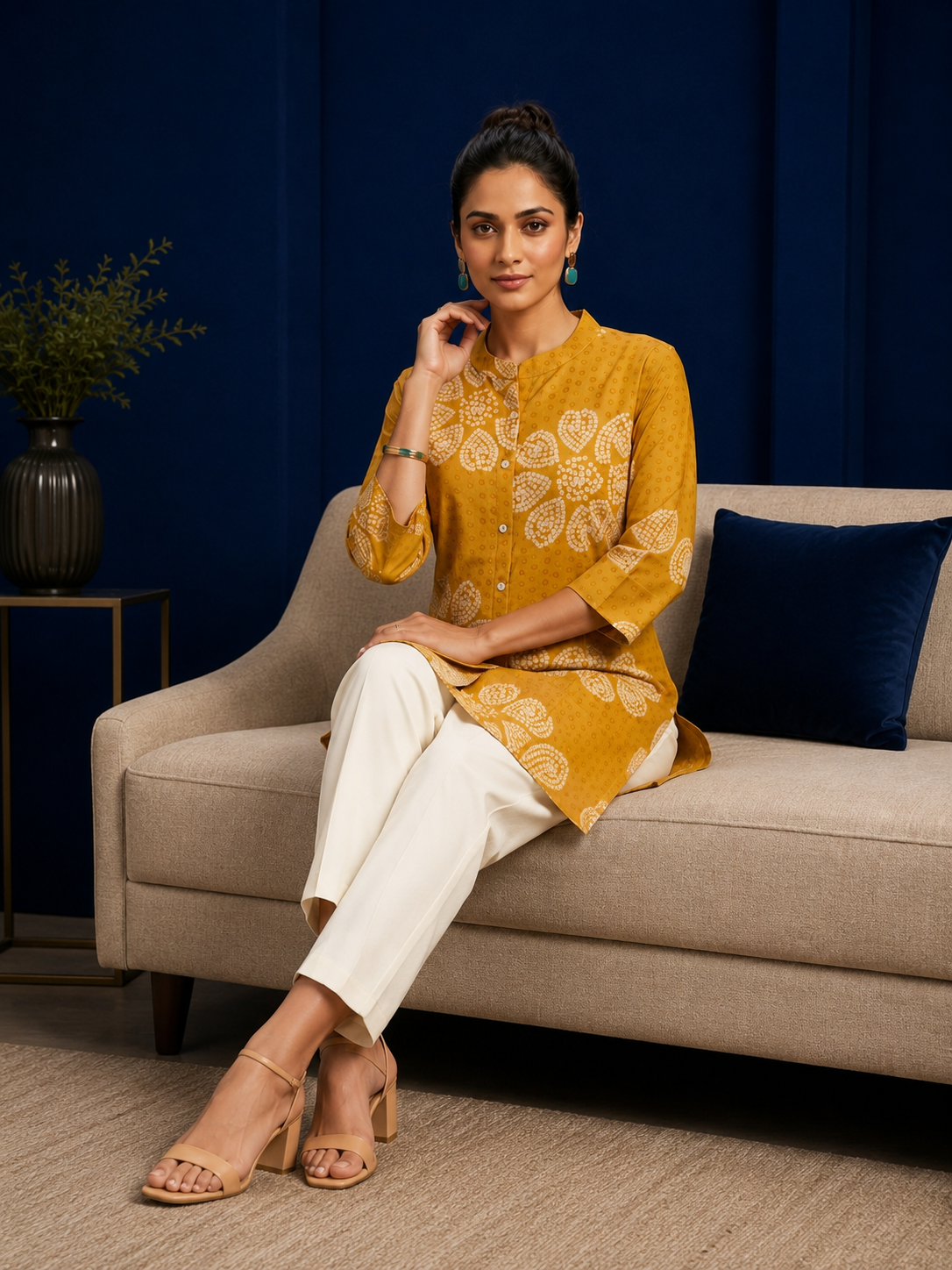 Mustard Bloom Short Kurti
