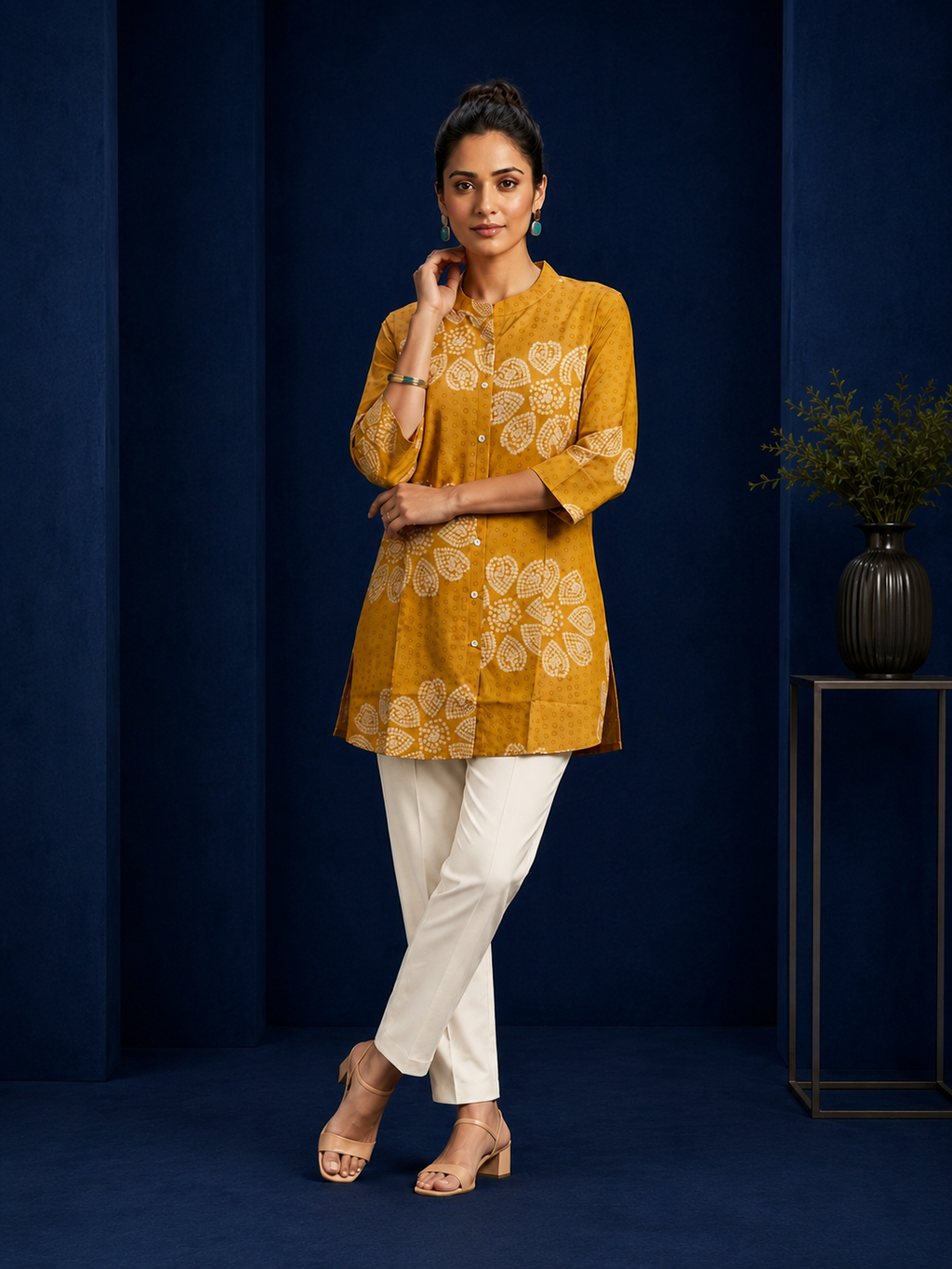 Mustard Bloom Short Kurti
