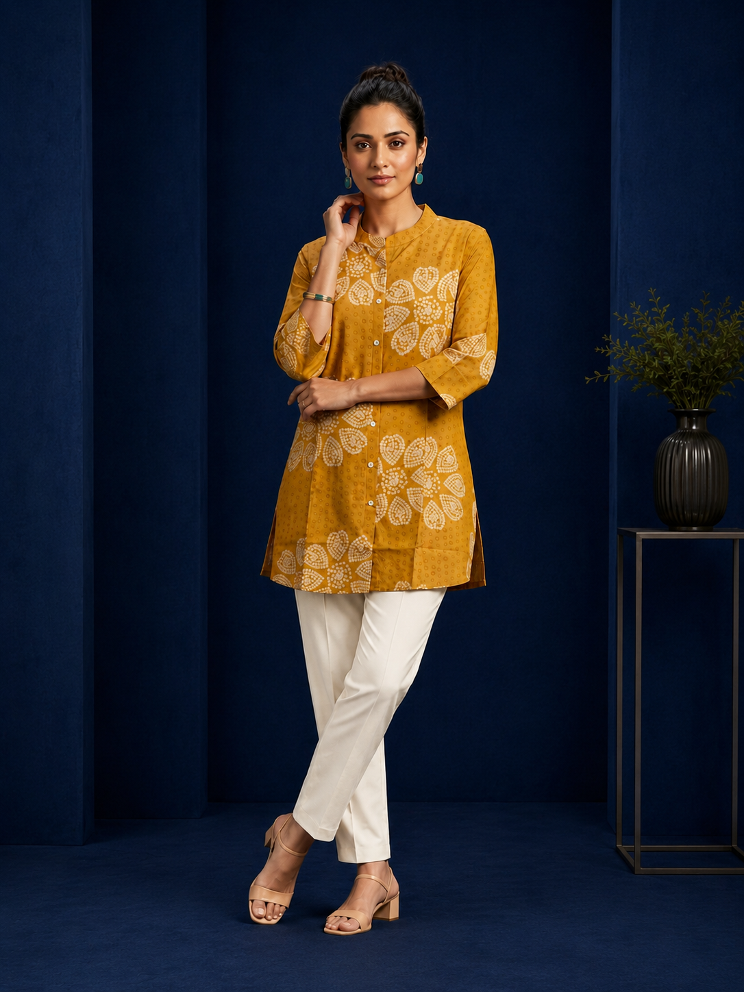 Mustard Bloom Short Kurti