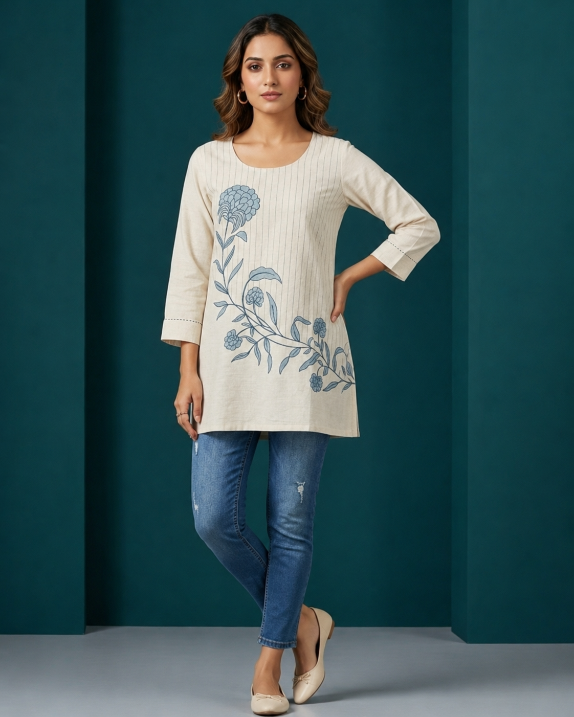 Ivory Bloom Printed Tunic