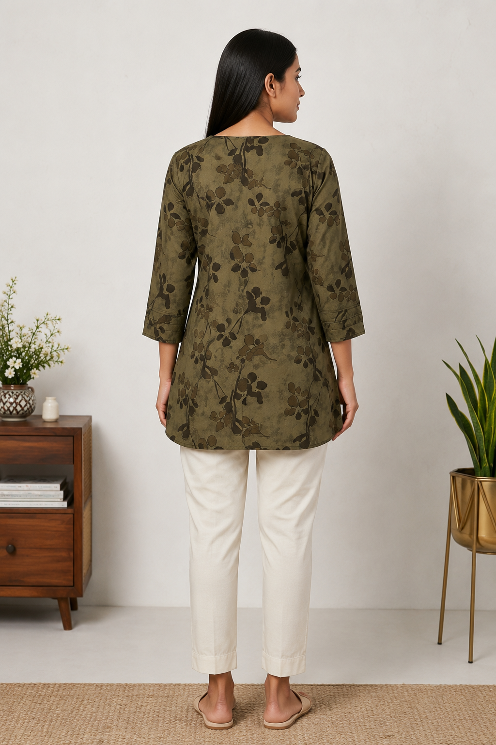Olive Floral Tunic