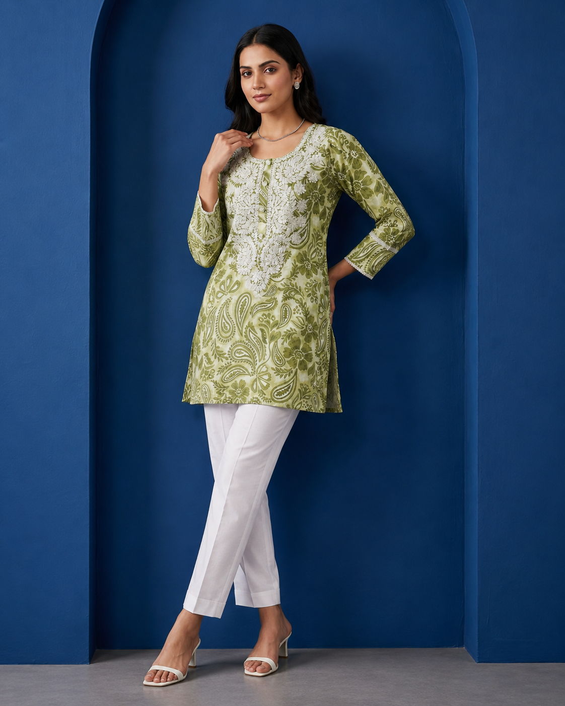Lucknowi Printed Short Kurti