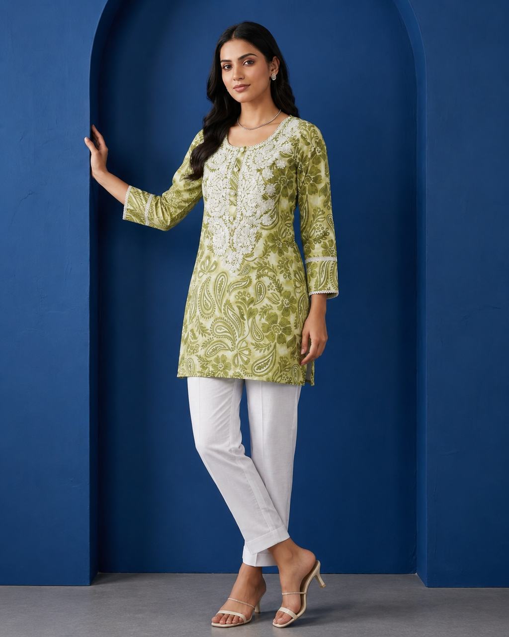 Lucknowi Printed Short Kurti
