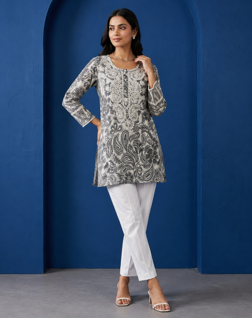 Lucknowi Printed Short Kurti