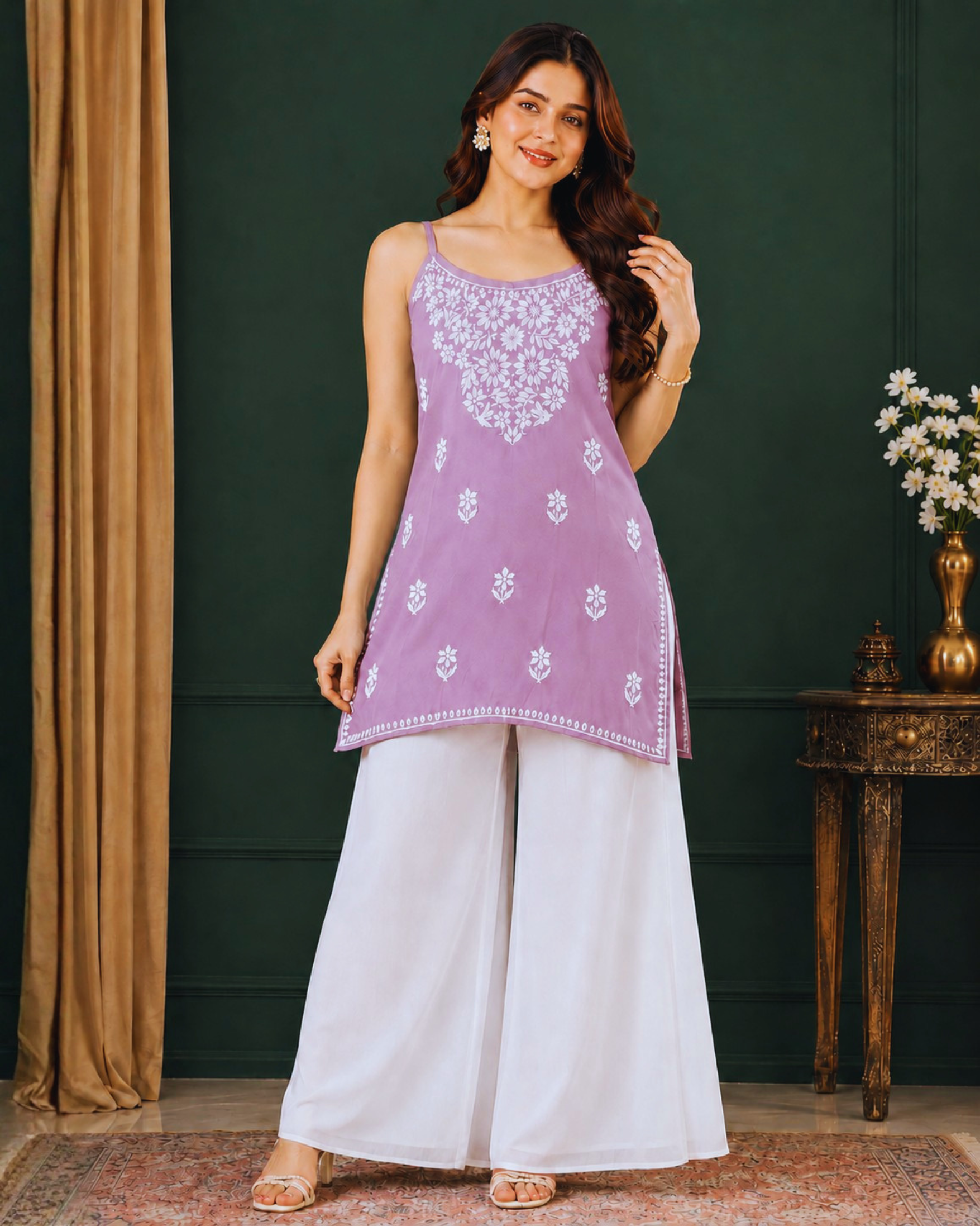 Rayon Chikankari Short Kurti