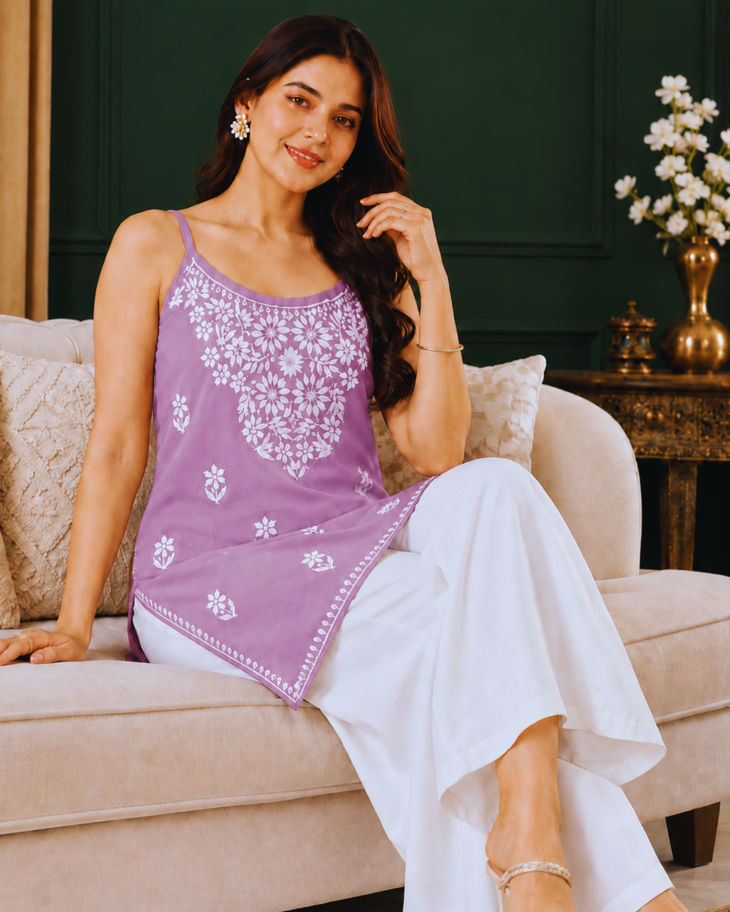 Rayon Chikankari Short Kurti