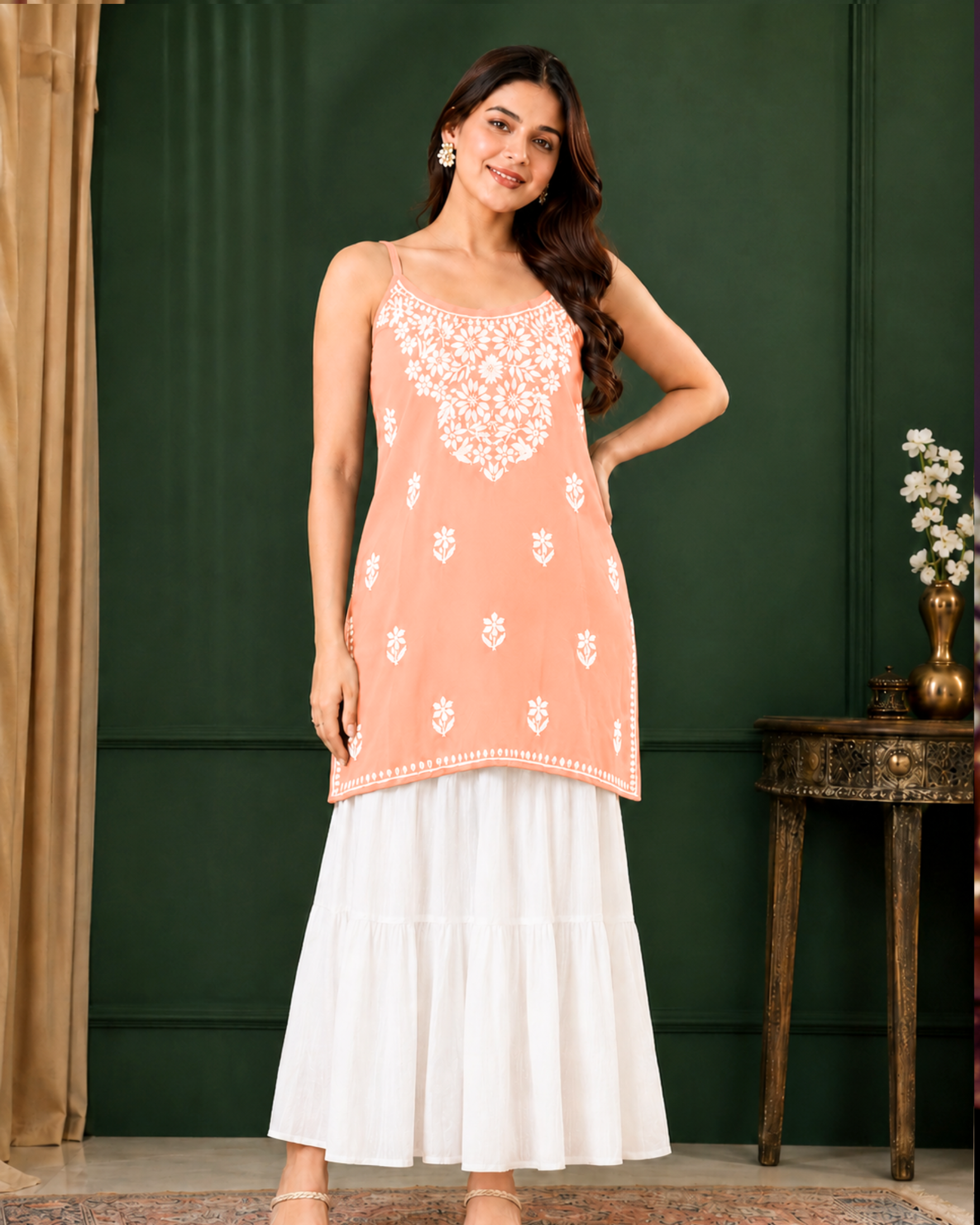 Rayon Chikankari Short Kurti