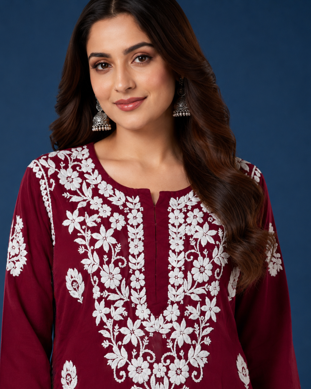 Hand-Embroidered Modal Kurta