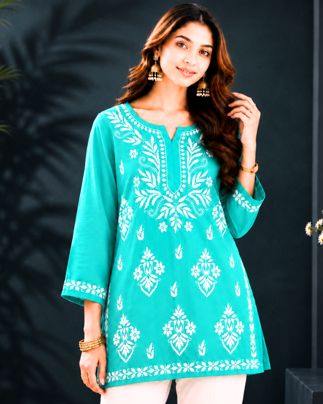 Modal Chikankari Short Kurti