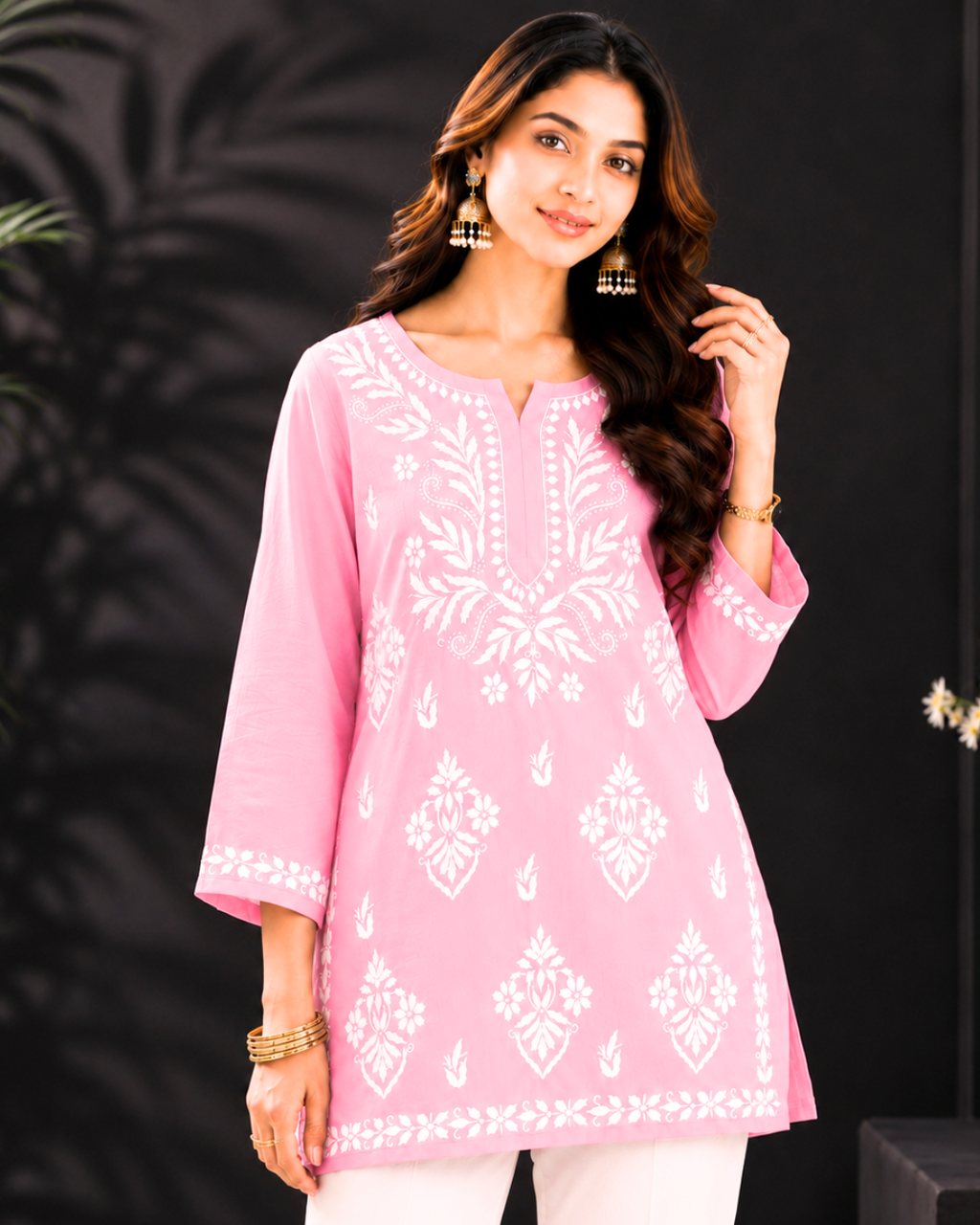 Modal Chikankari Short Kurti