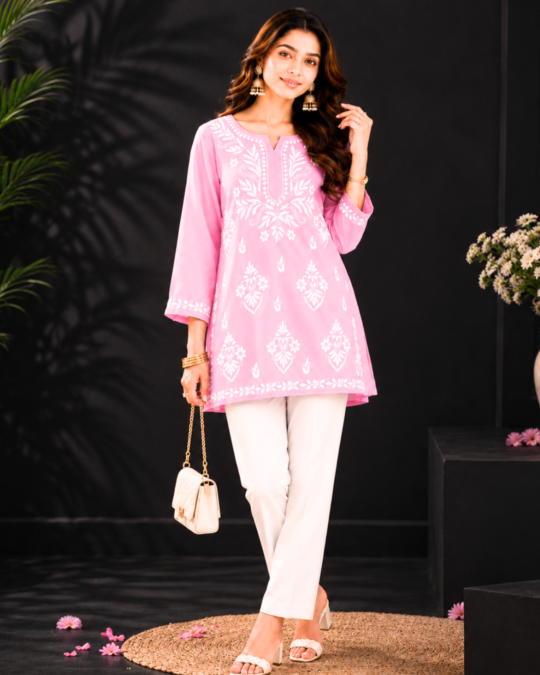 Modal Chikankari Short Kurti
