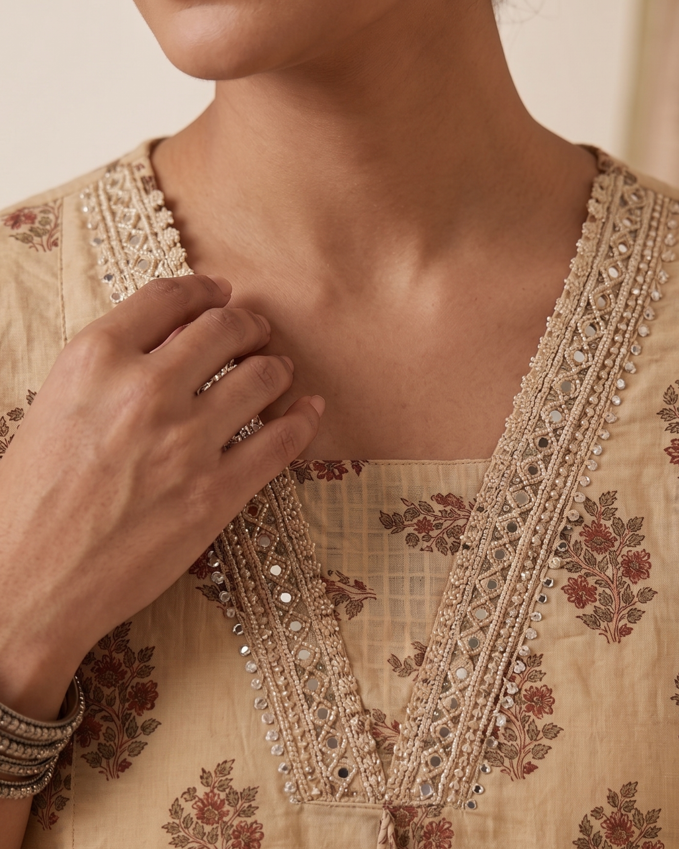 Golden Sand Kalamkari 3-Piece Suit Set