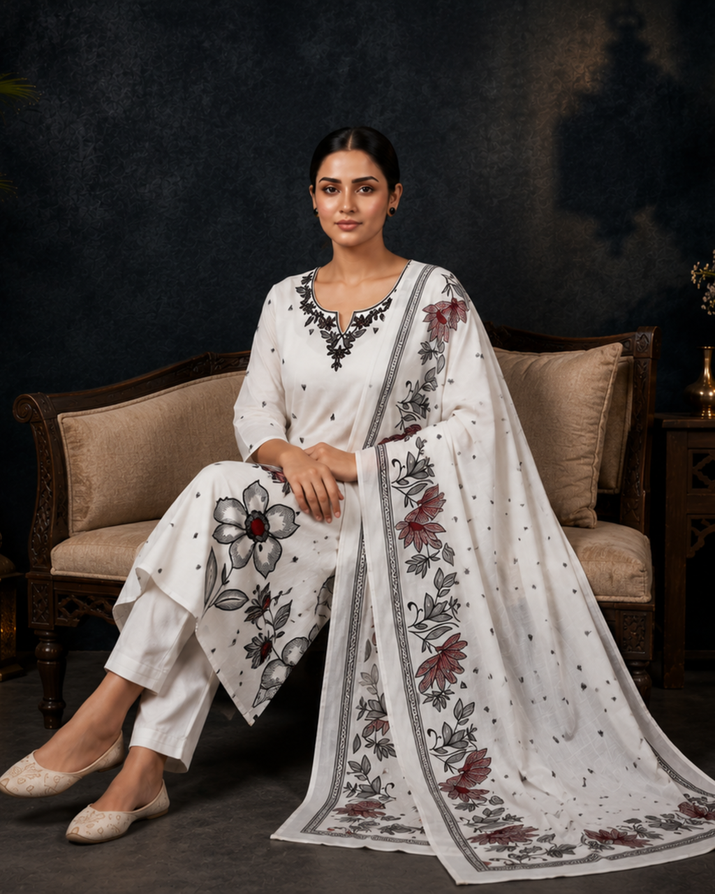 Moonlit Bloom Designer 3 Pc Suit Set
