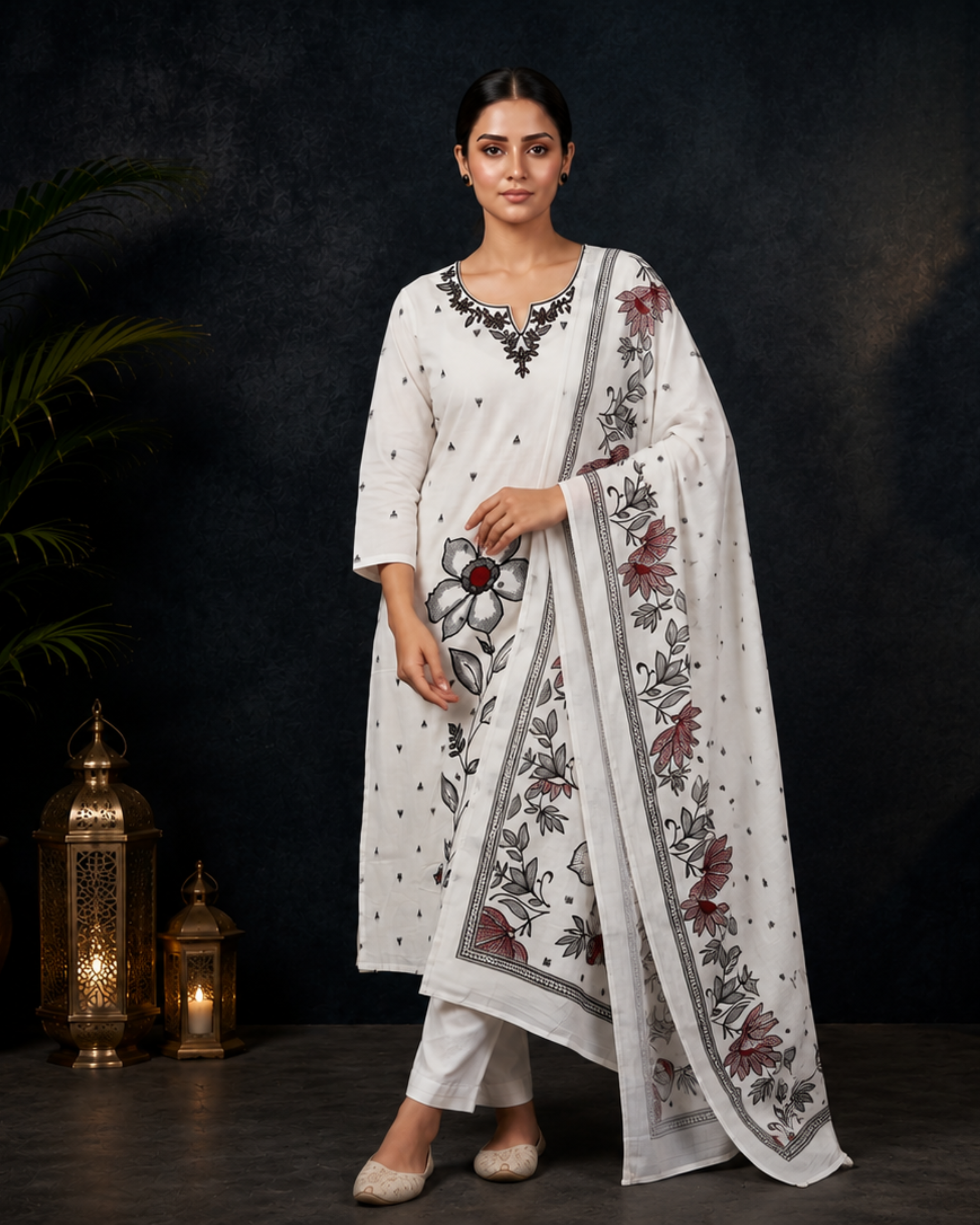 Moonlit Bloom Designer 3 Pc Suit Set