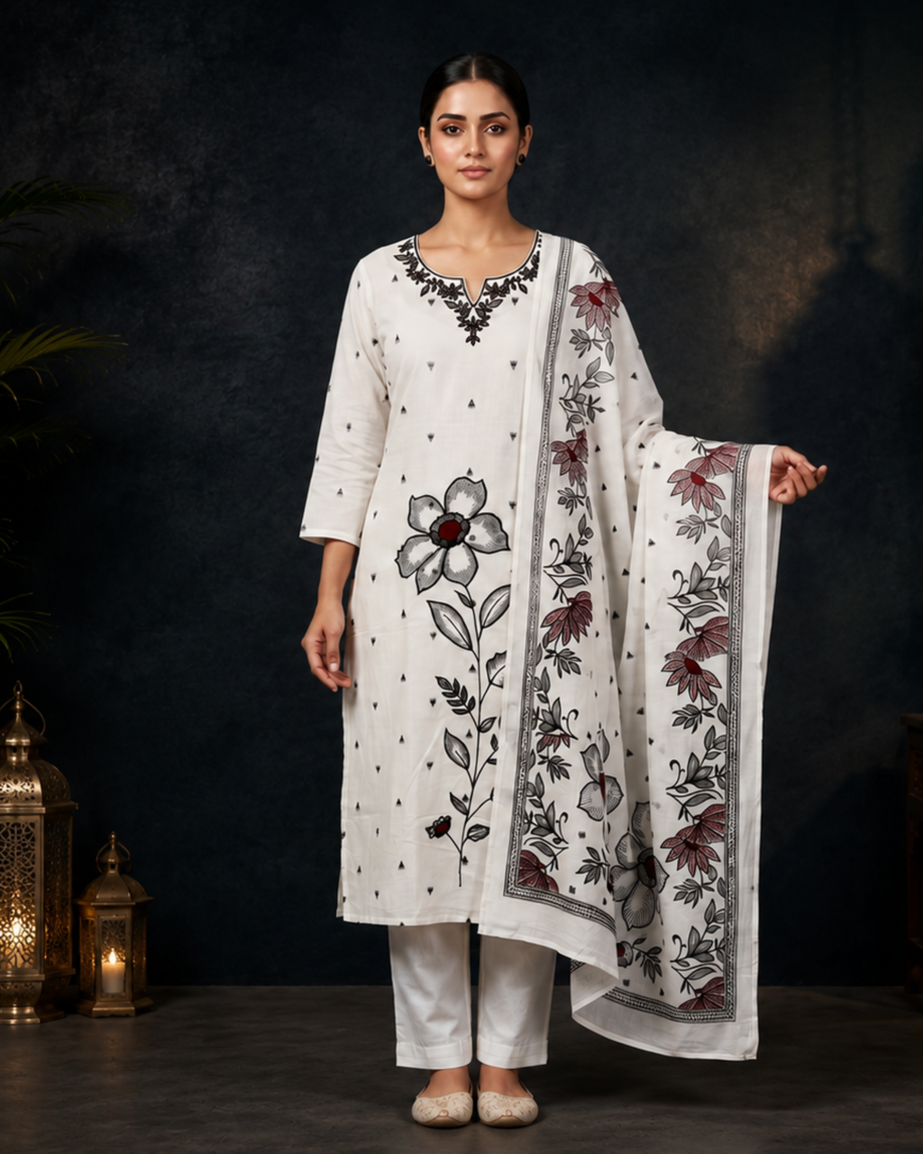 Moonlit Bloom Designer 3 Pc Suit Set