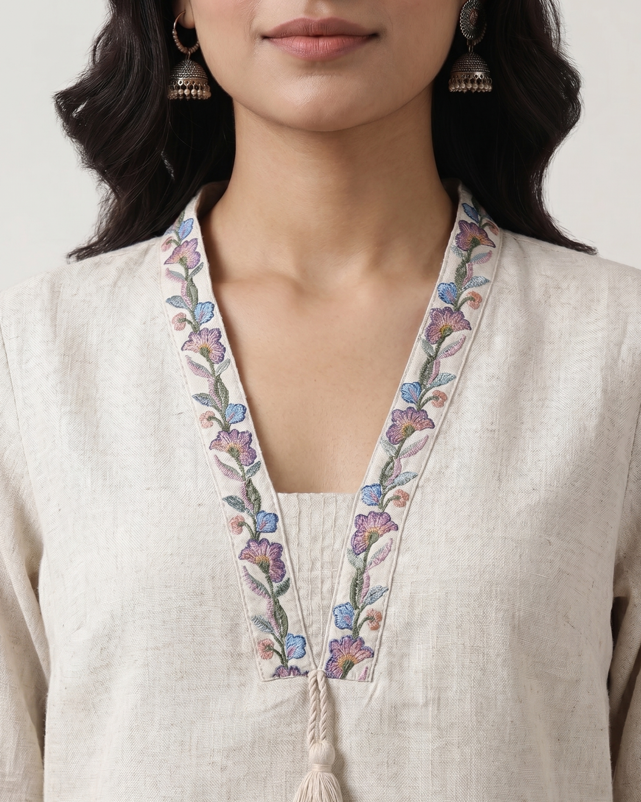 Ivory Bloom Embroidered 3-Piece Suit Set