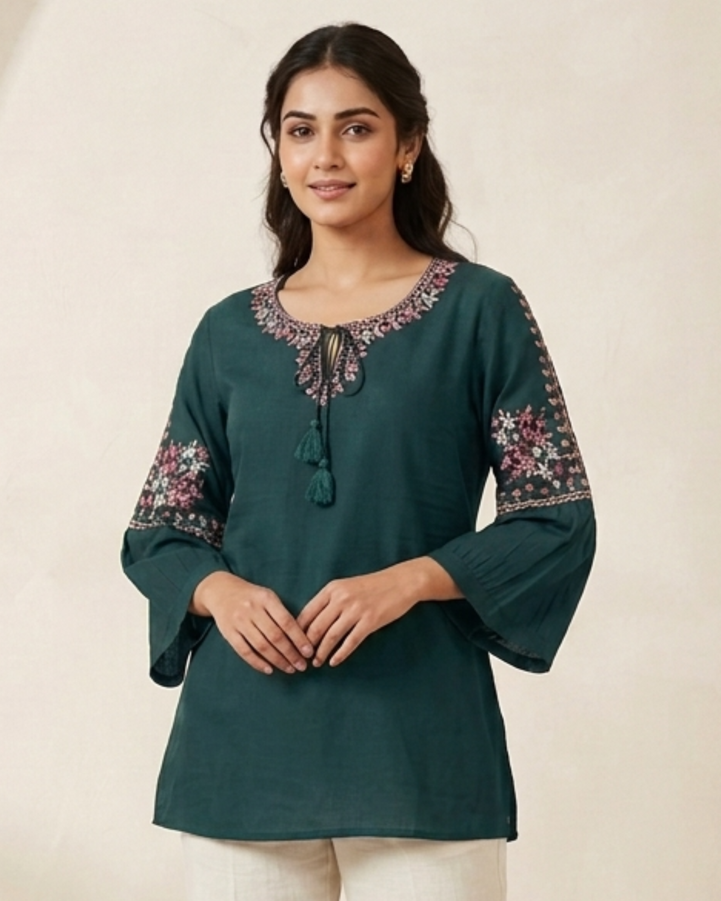 Blossom Embroidered Short Kurti