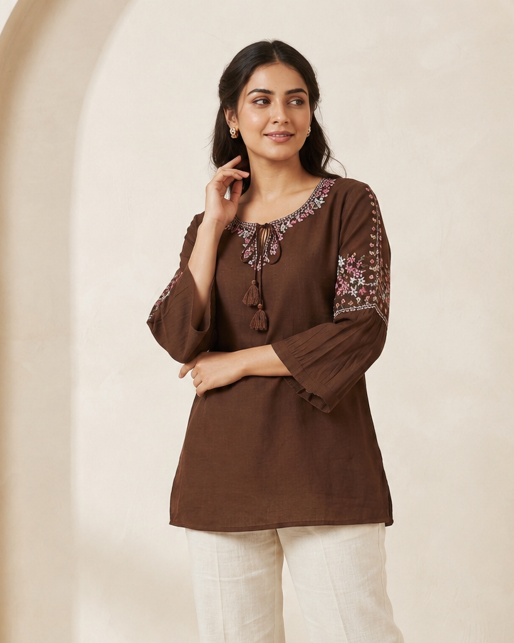 Blossom Embroidered Short Kurti