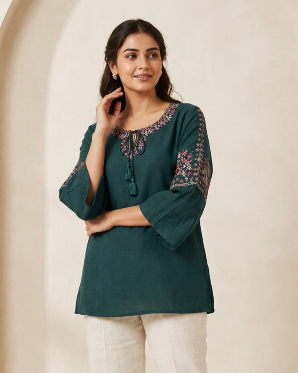 Blossom Embroidered Short Kurti