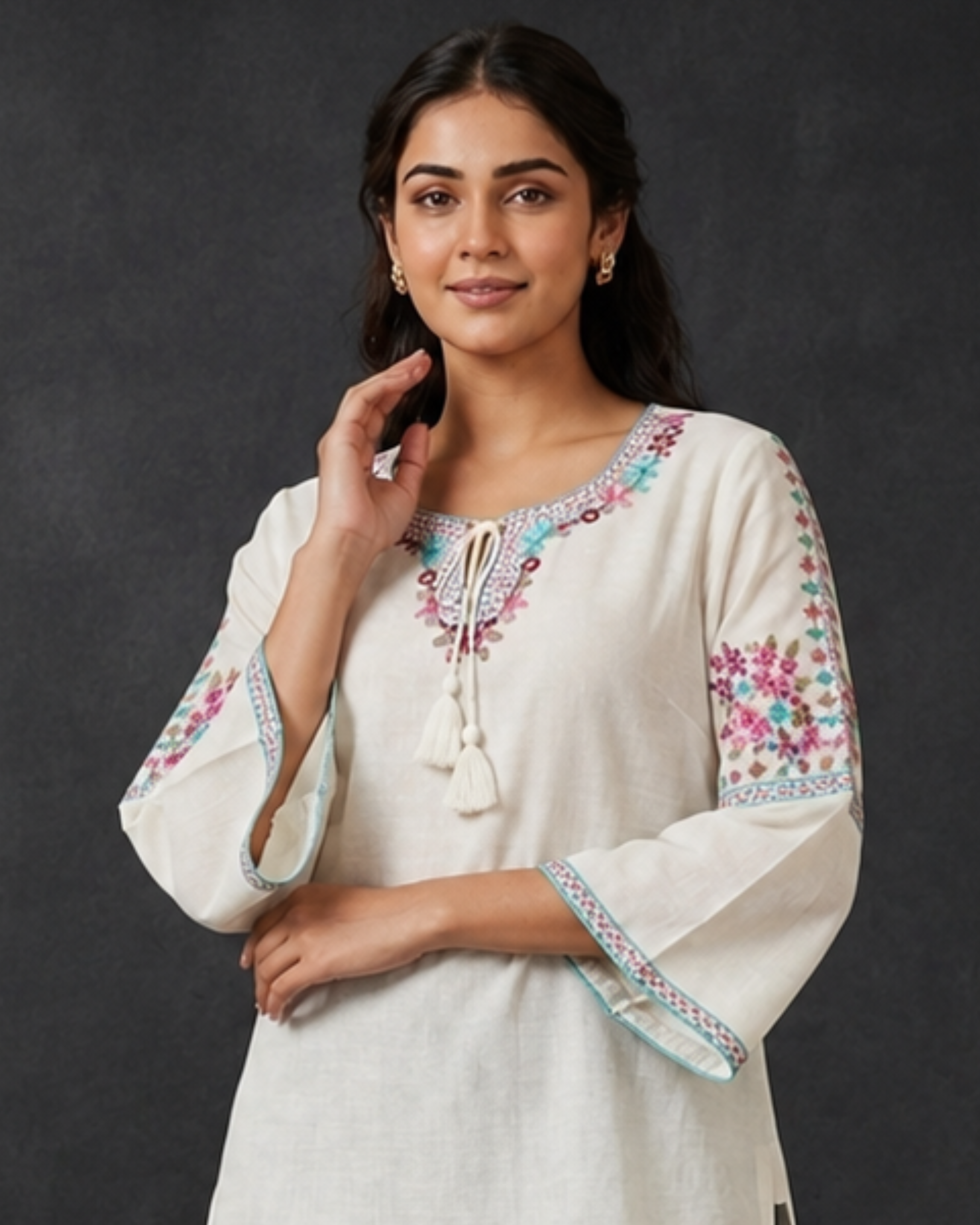 Blossom Embroidered Short Kurti