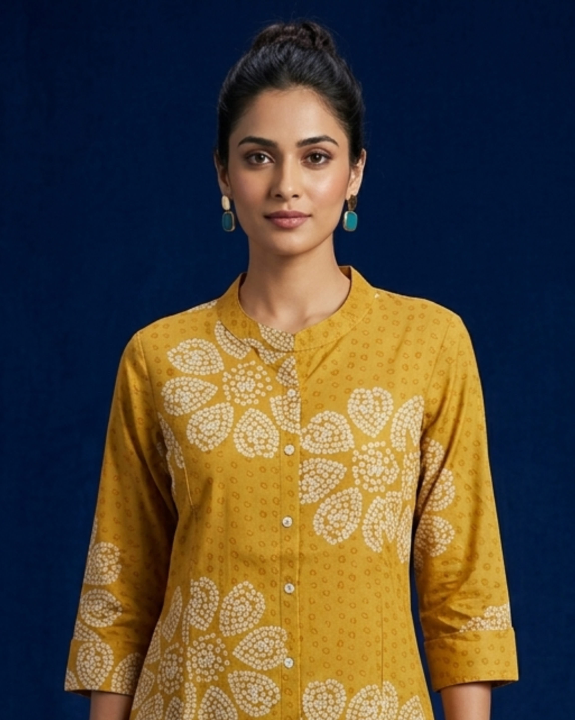 Mustard Bloom Short Kurti