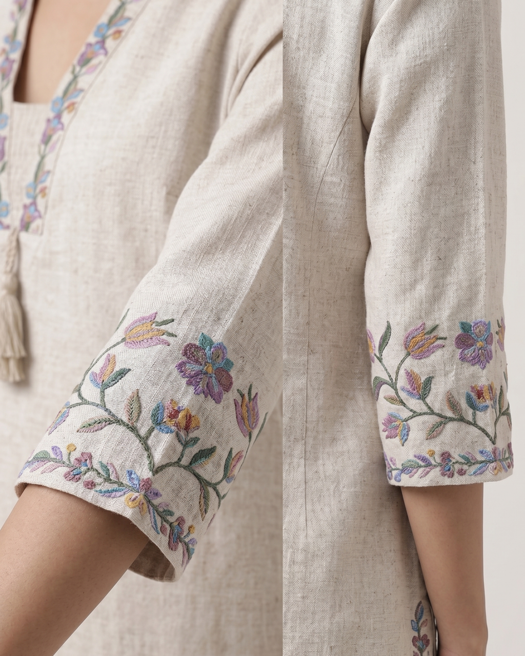 Ivory Bloom Embroidered 3-Piece Suit Set