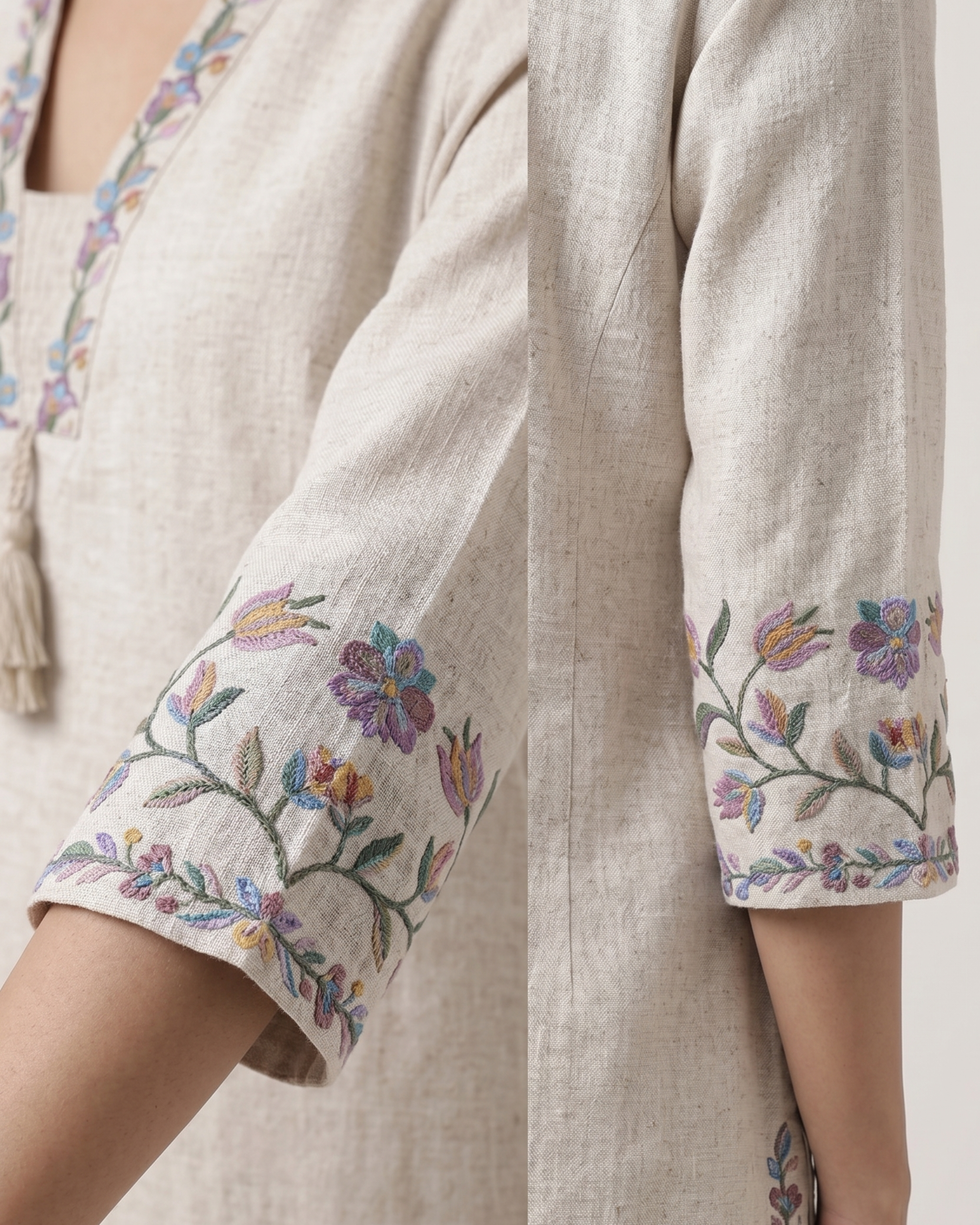 Ivory Bloom Embroidered 3-Piece Suit Set