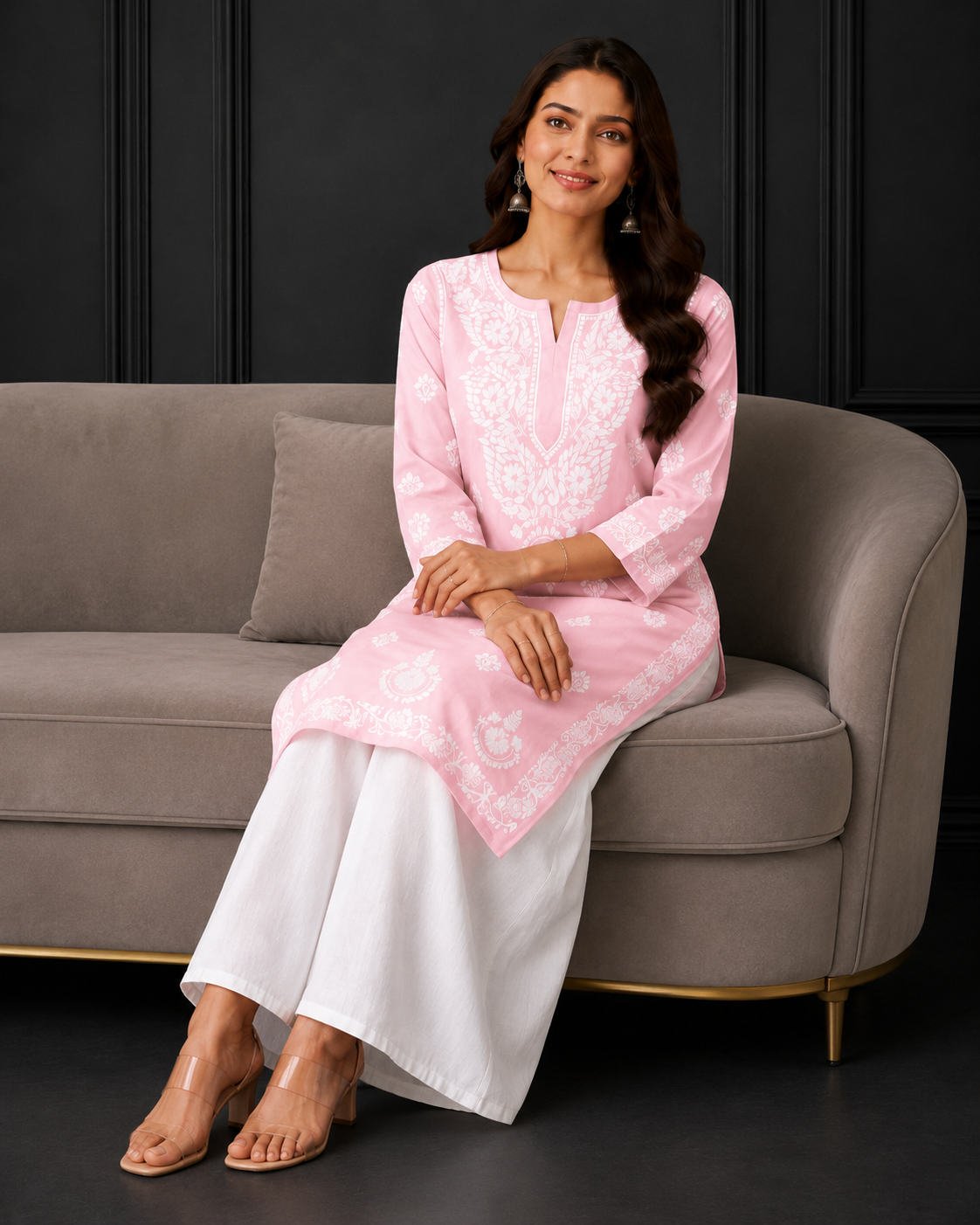 Hand-Embroidered Modal Kurta