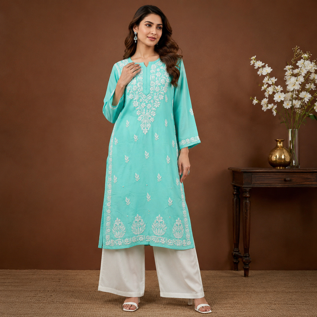 Hand-Embroidered Modal Kurta