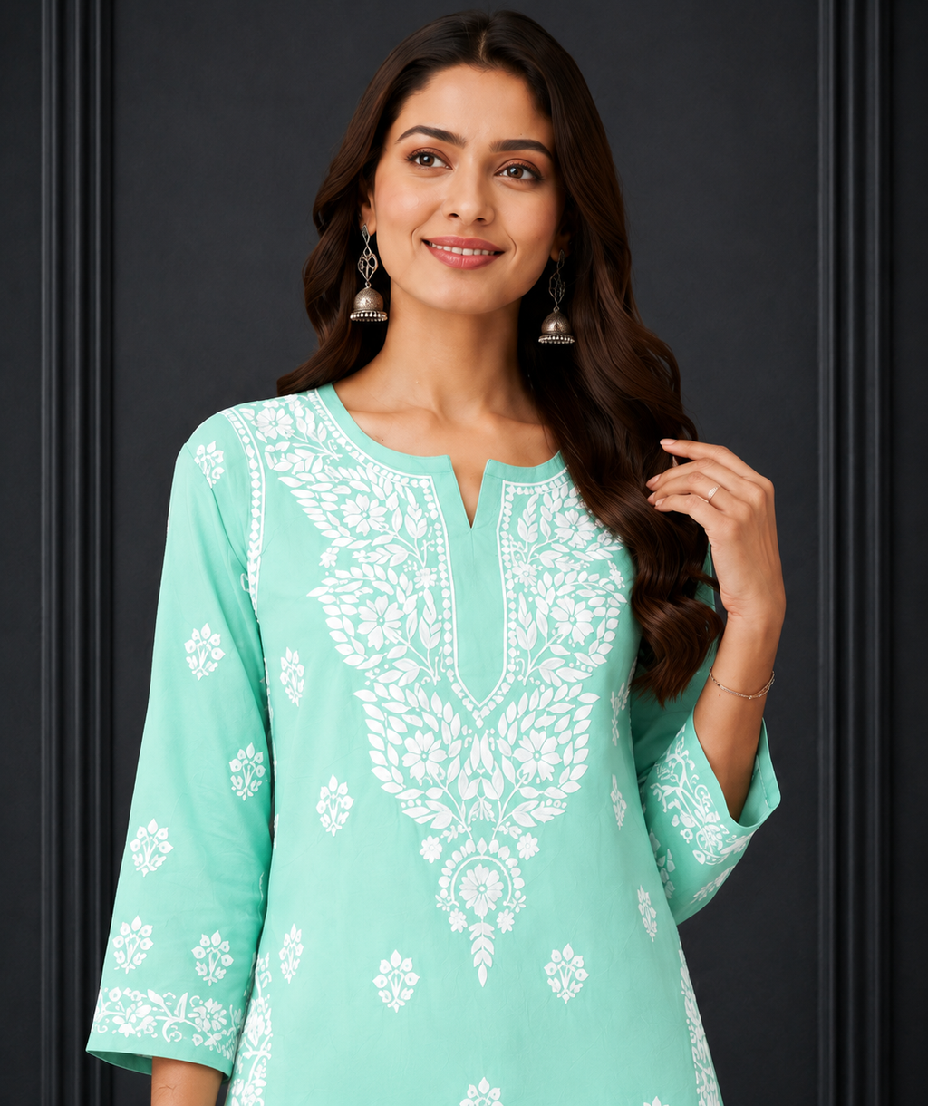 Hand-Embroidered Modal Kurta