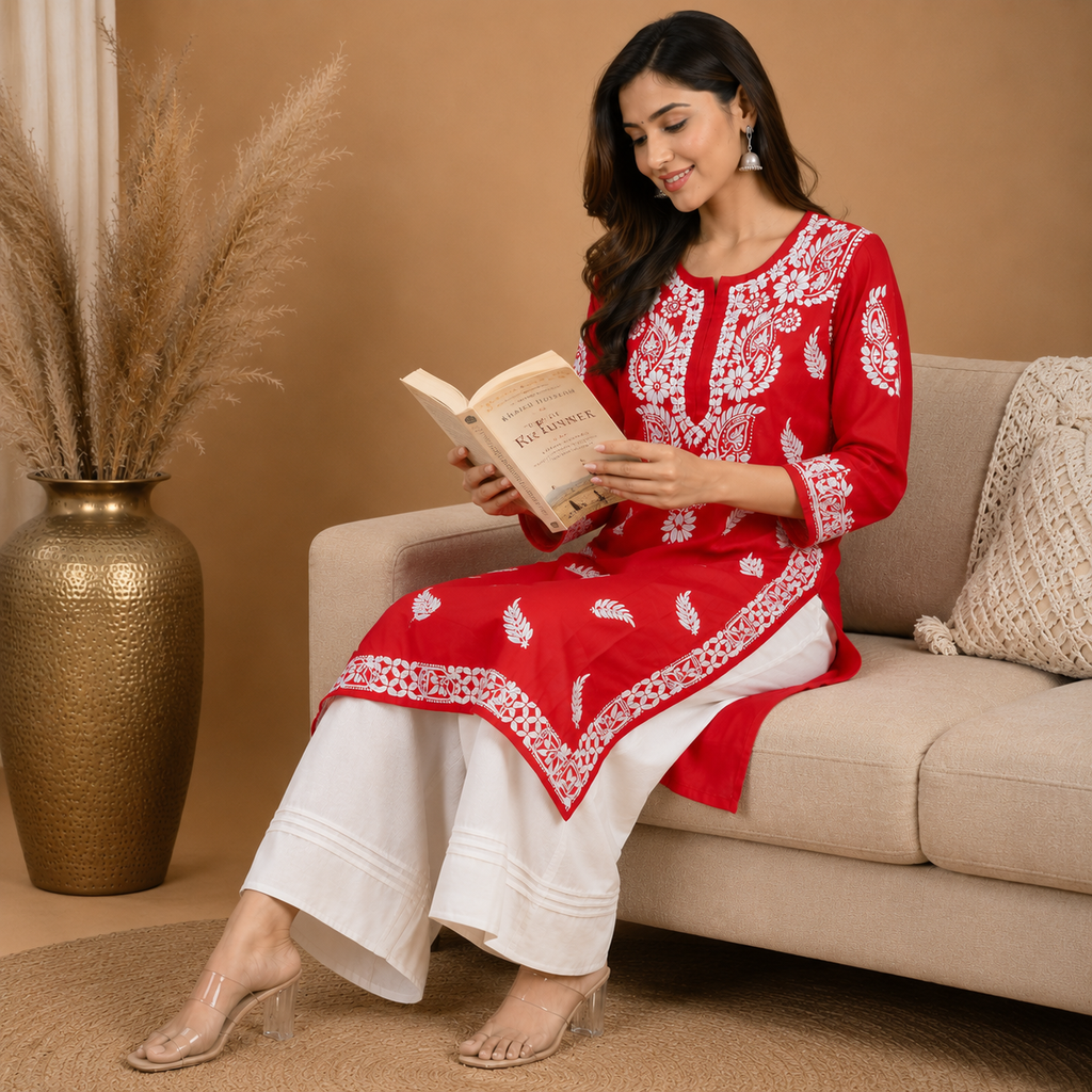 Hand-Embroidered Modal Kurta