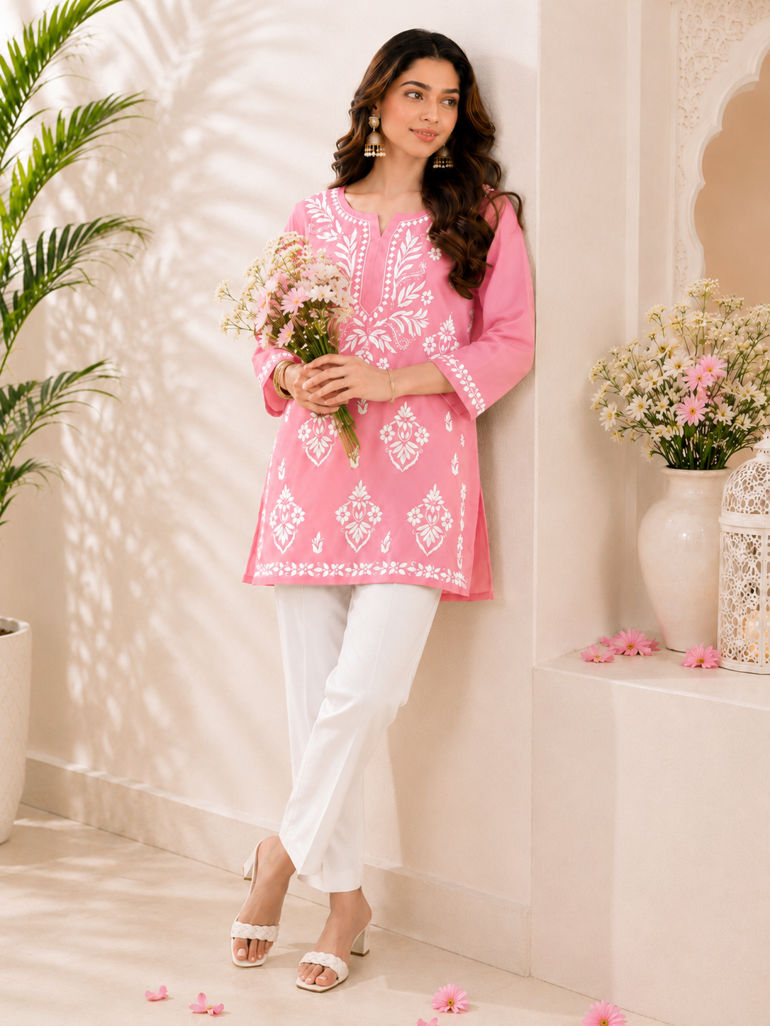 Modal Chikankari Short Kurti