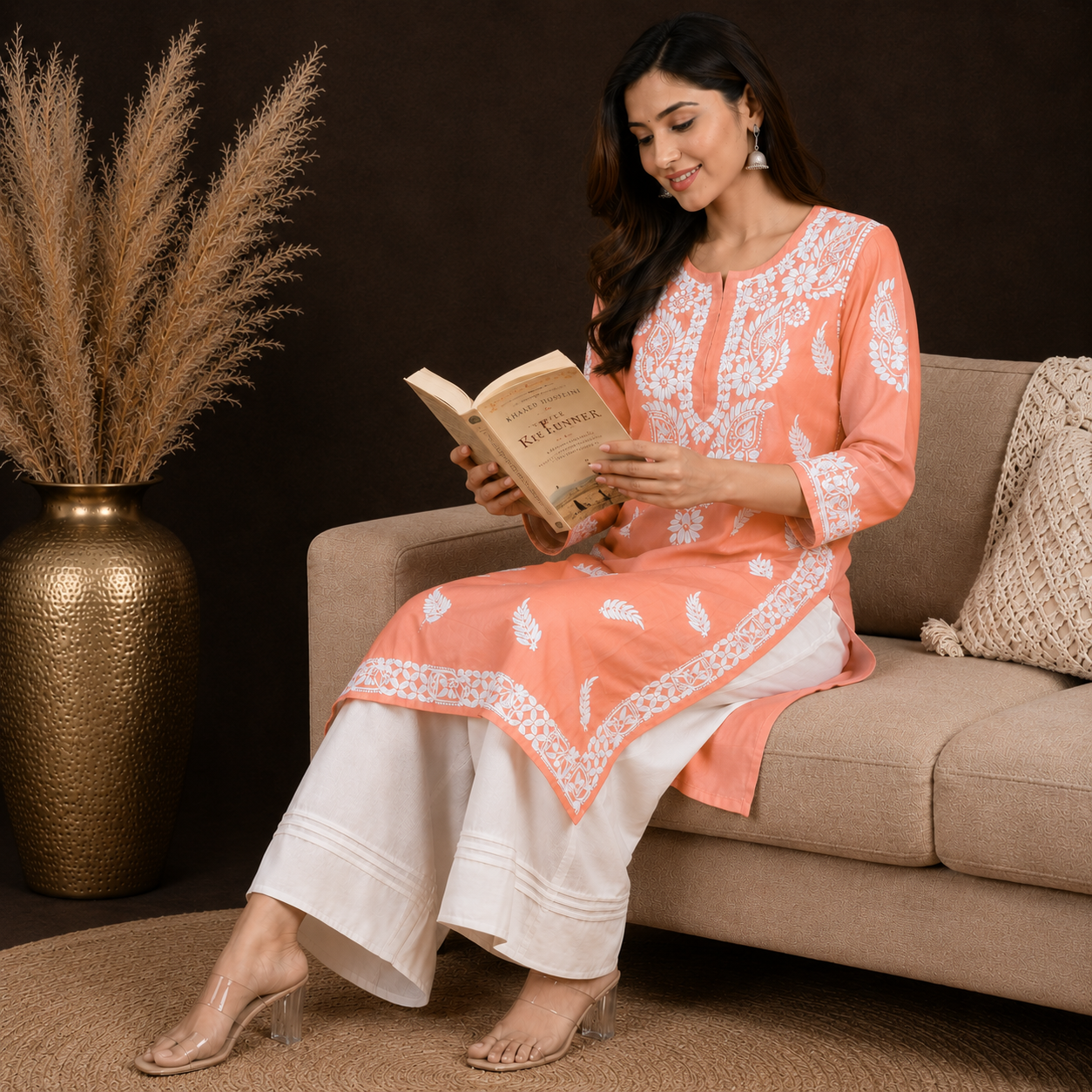 Hand-Embroidered Modal Kurta