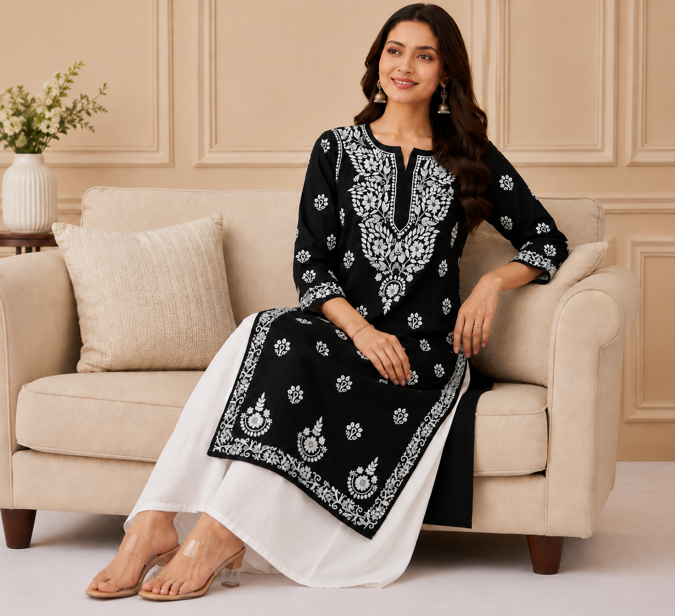 Hand-Embroidered Modal Kurta