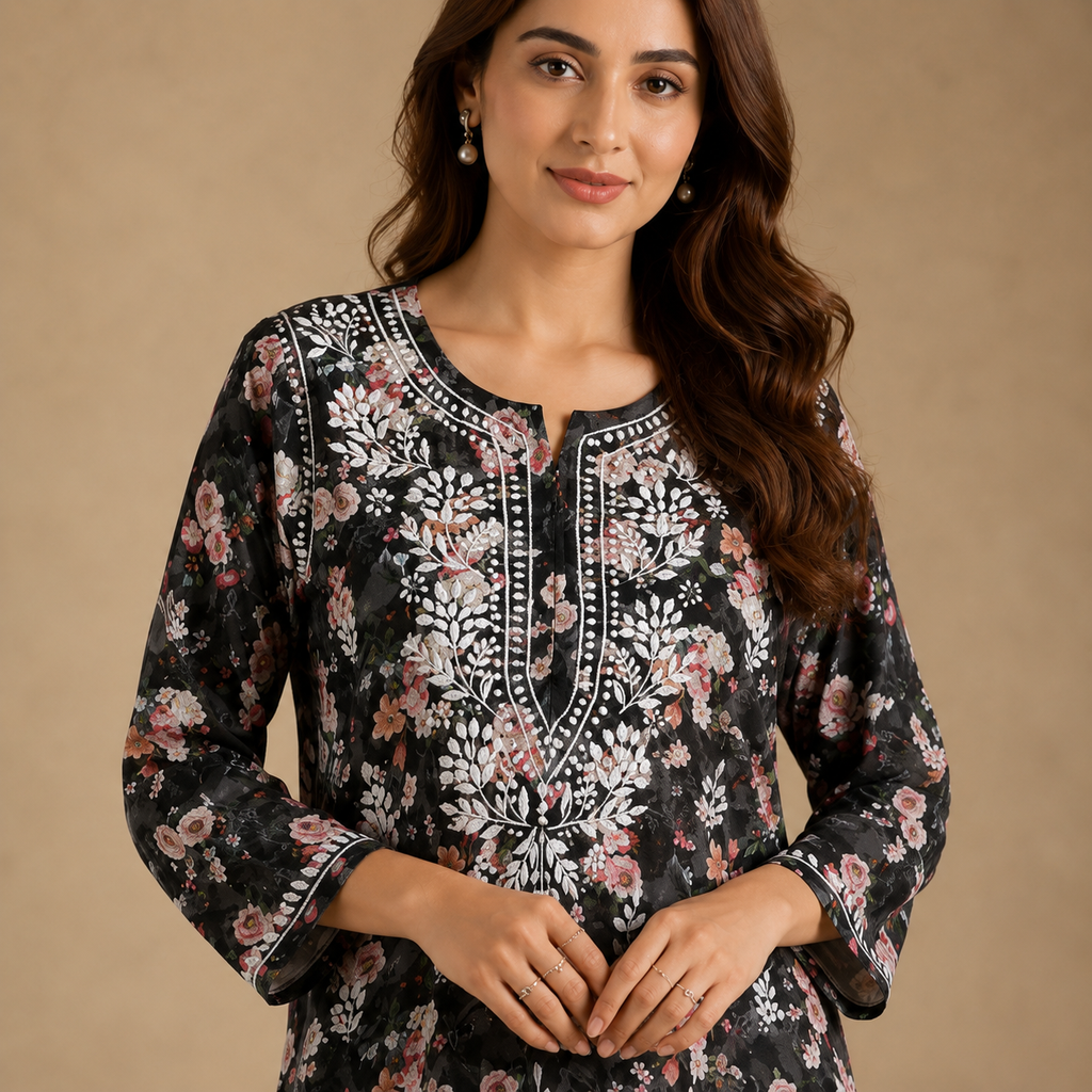 Floral Chikankari Pant Set